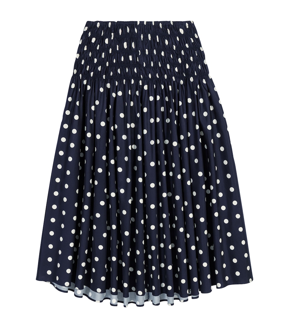 Maje Womens Cotton Polka-Dot Maxi Skirt Navy Dots Print
