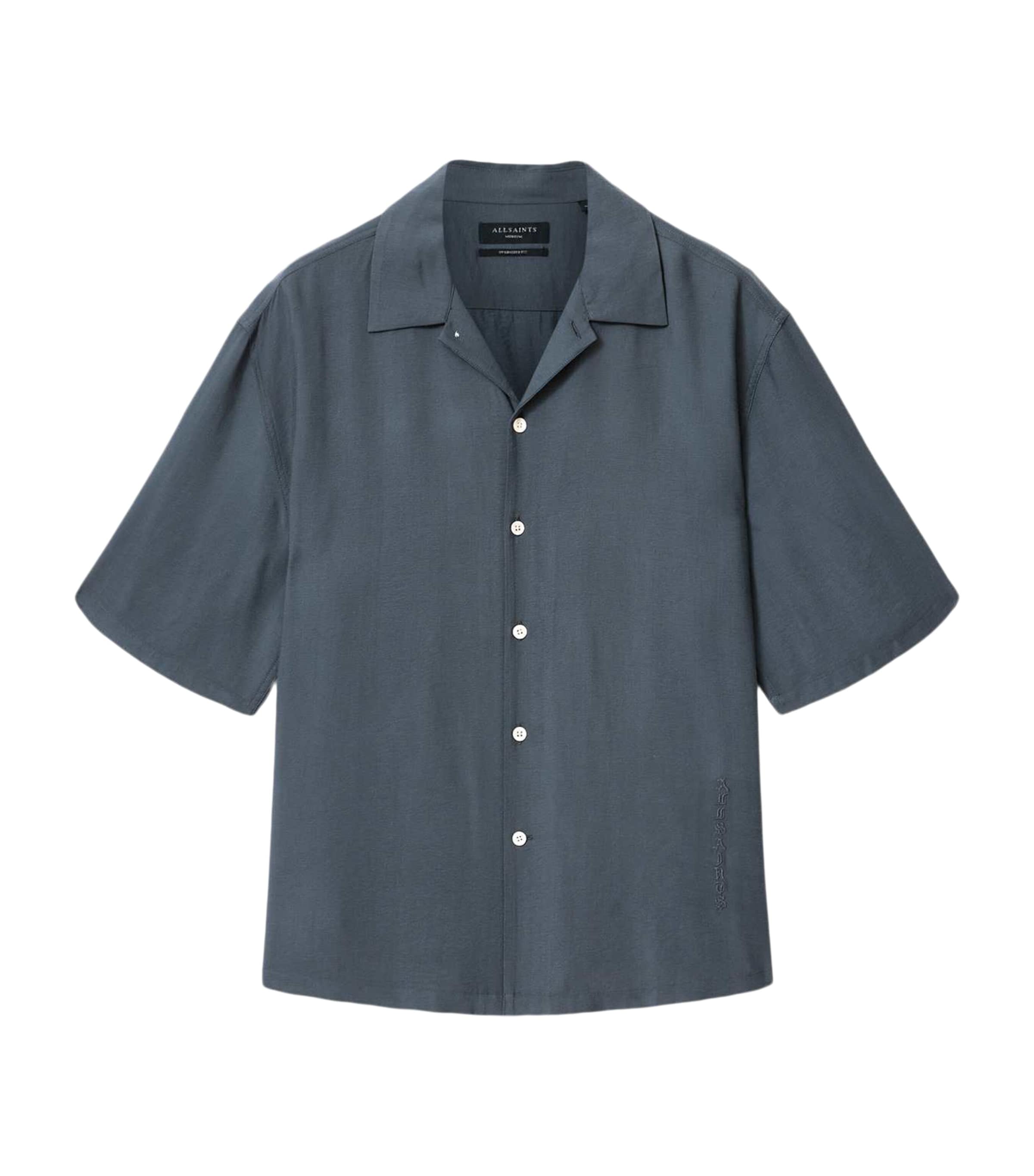 AllSaints Mens Purley Short-Sleeve Shirt Canis Grey