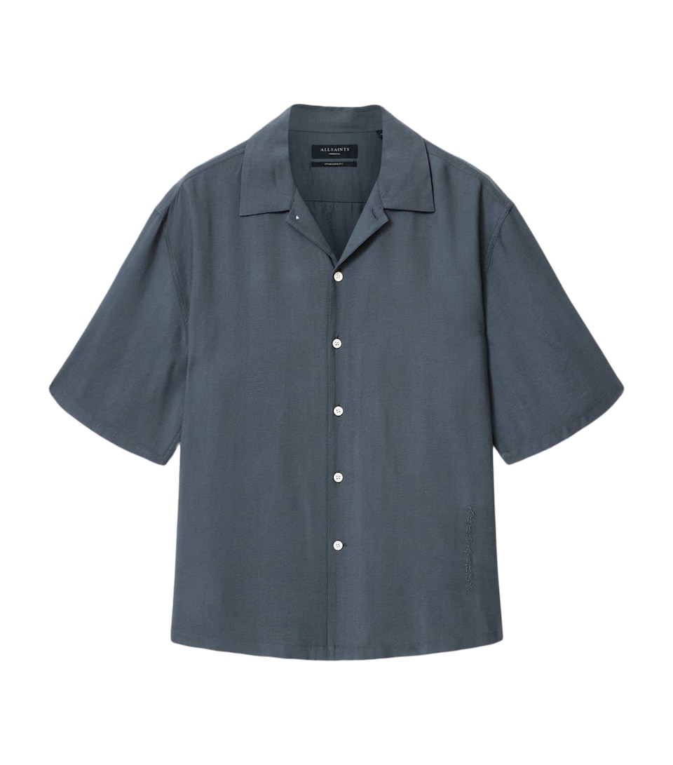 AllSaints Mens Purley Short-Sleeve Shirt Canis Grey