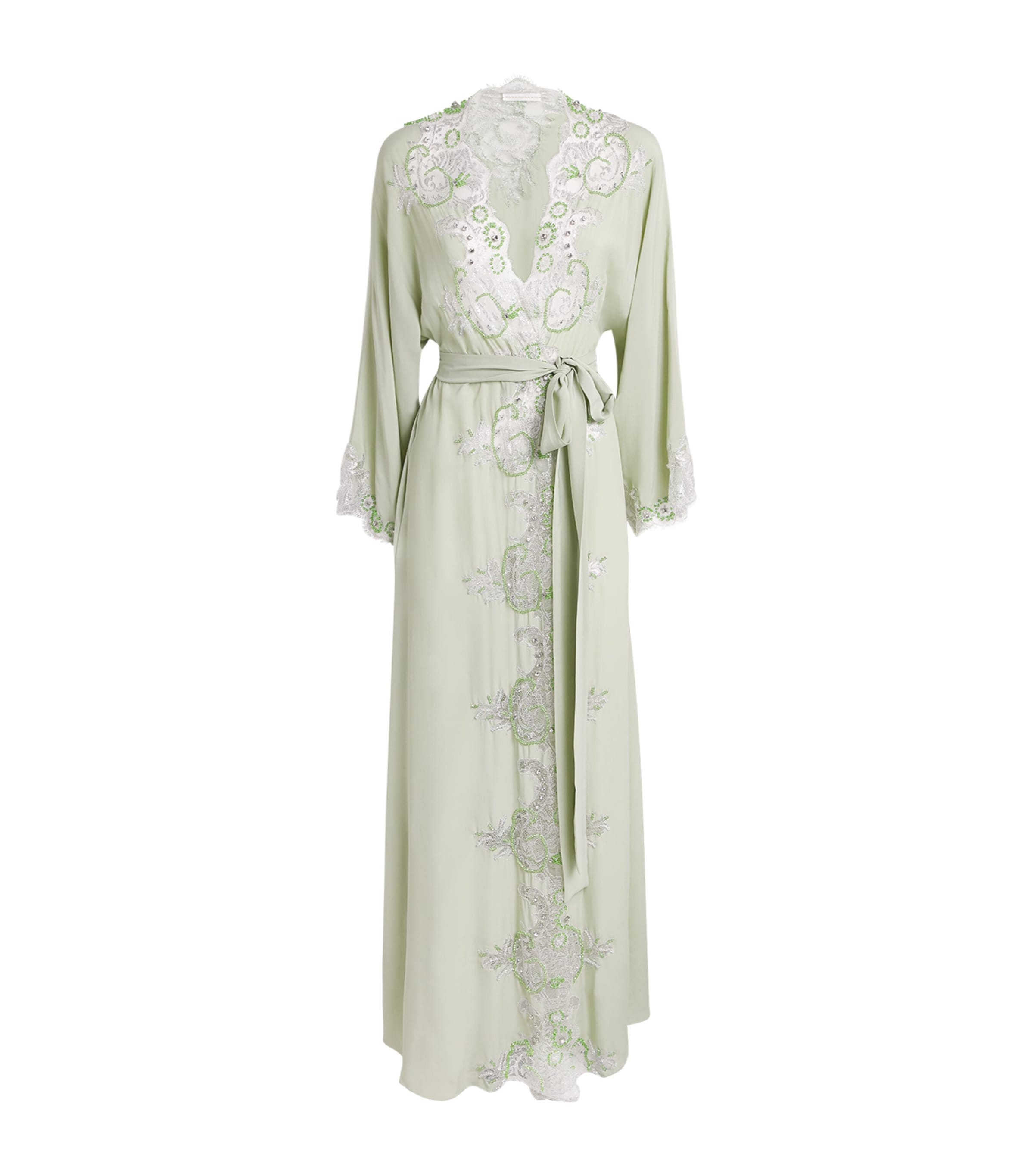 Rosamosario Womens Silk Georgette Regina Effat Robe Pistacchio Green