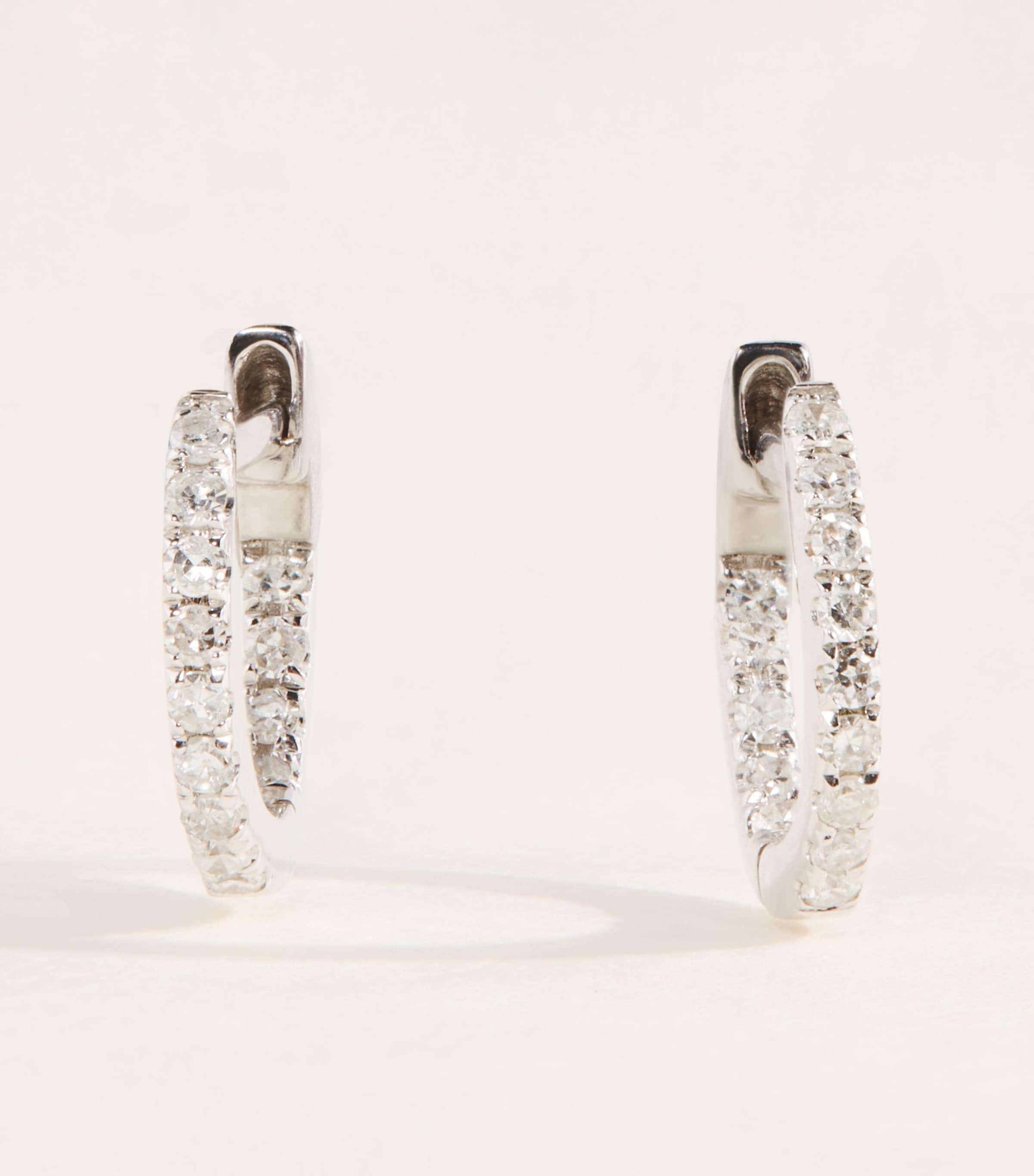 Rosa de la Cruz White Gold and Diamond Huggie Hoop Earrings White Gold