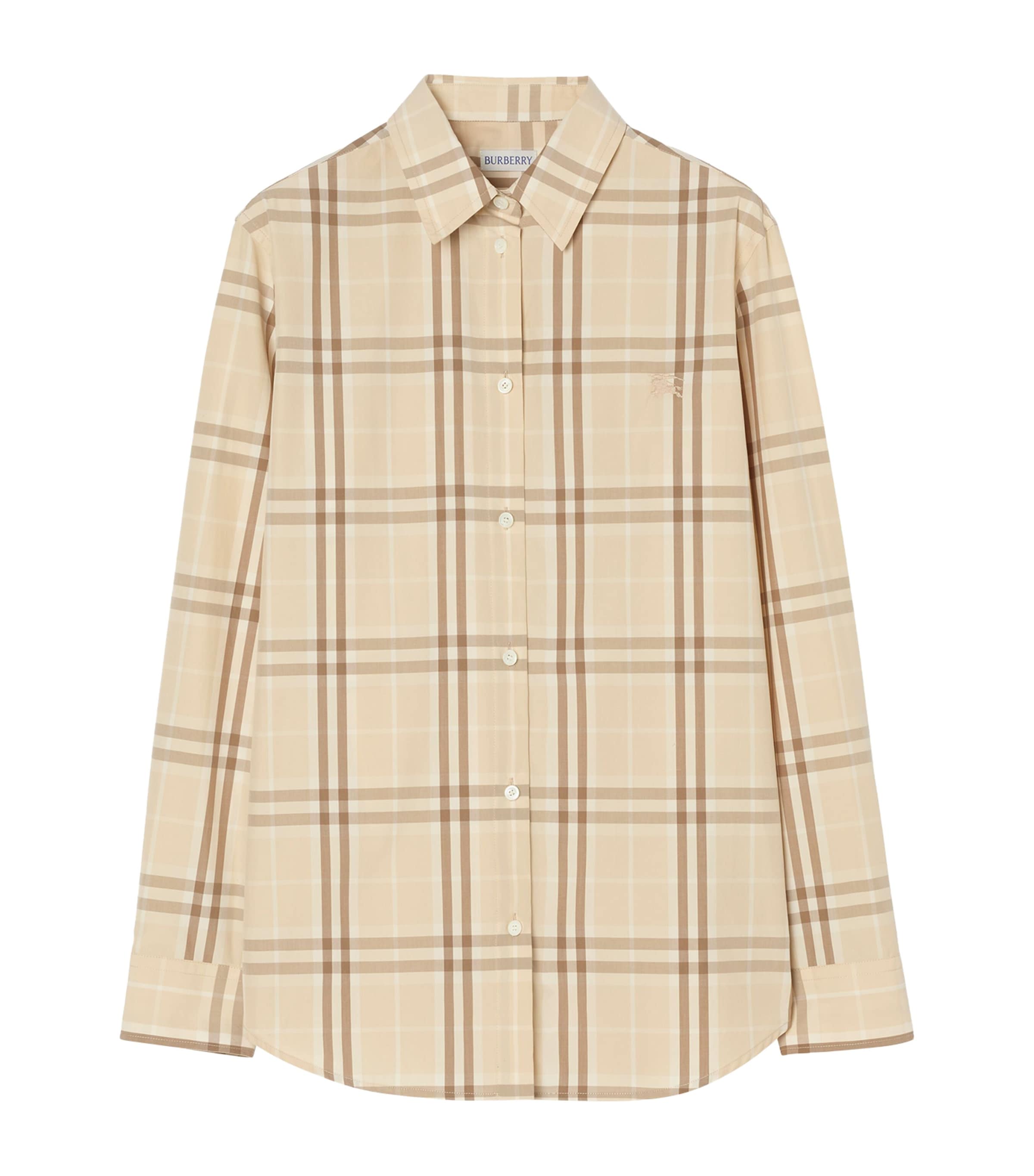 Burberry Womens Cotton Check Shirt Yarn Beige Ip Check