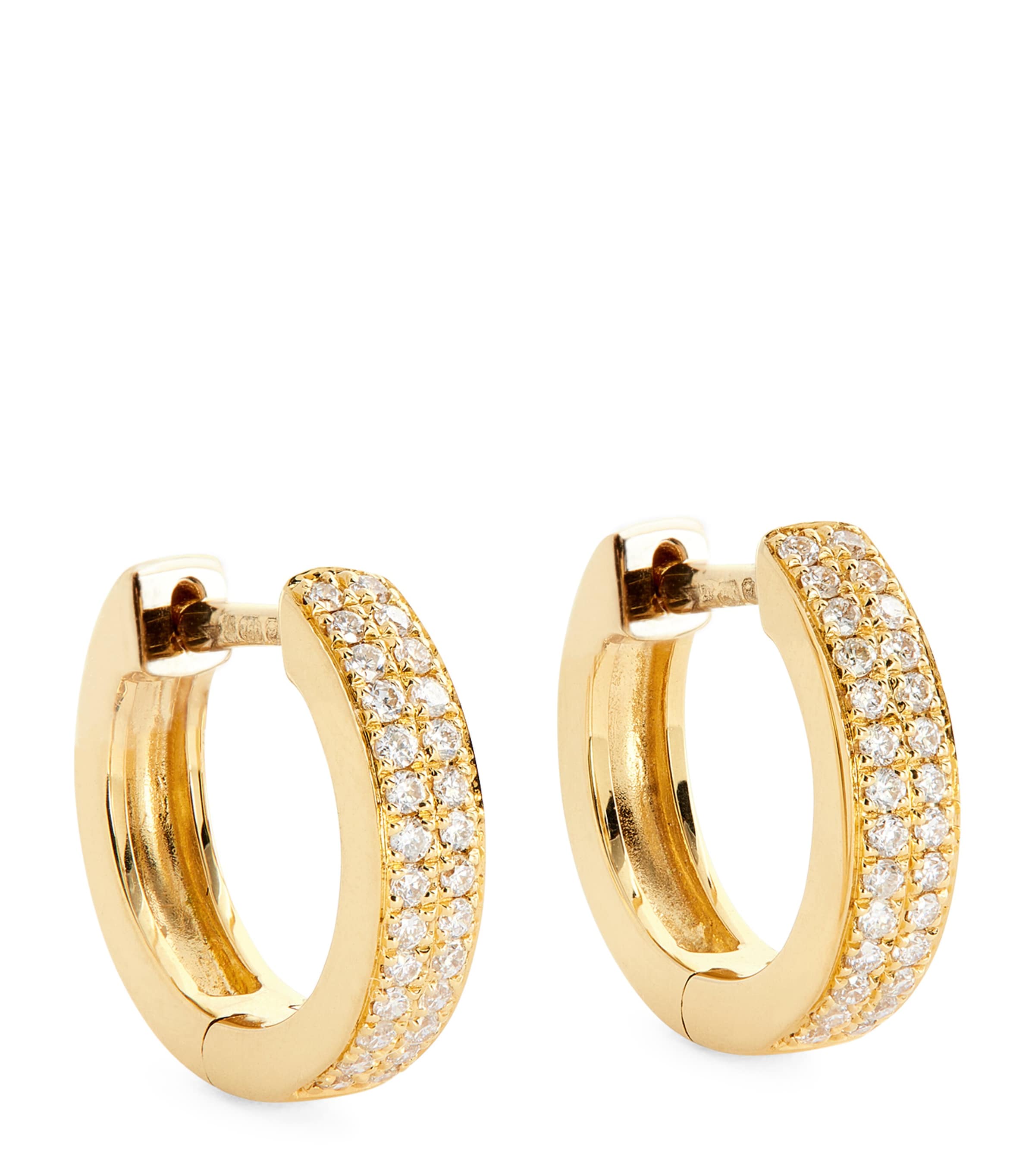 Yellow Gold and Diamond Huggie Earrings