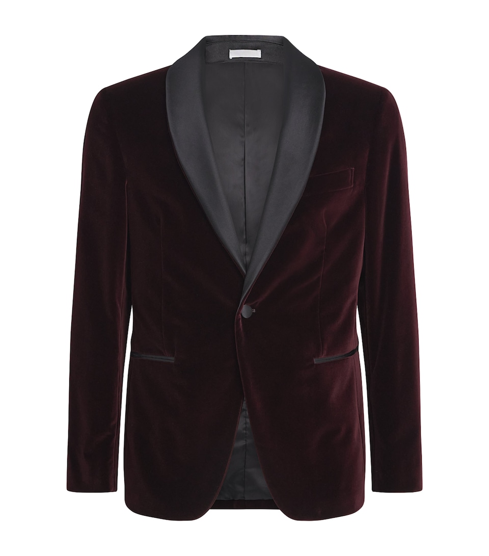 Pal Zileri Mens Cotton Velvet Tuxedo Jacket Bordeaux