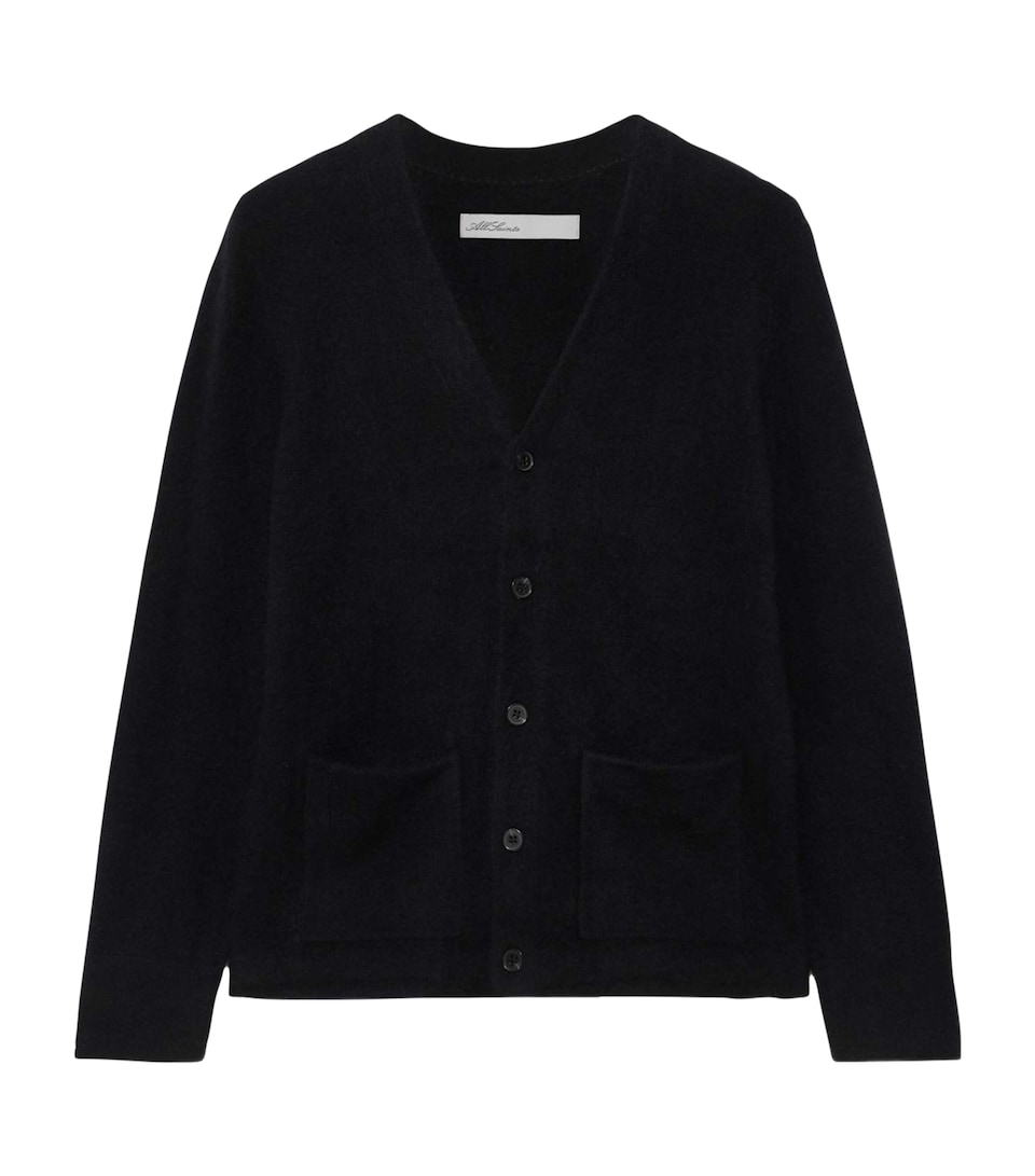 AllSaints Mens Merino Wool Wulf Cardigan Black