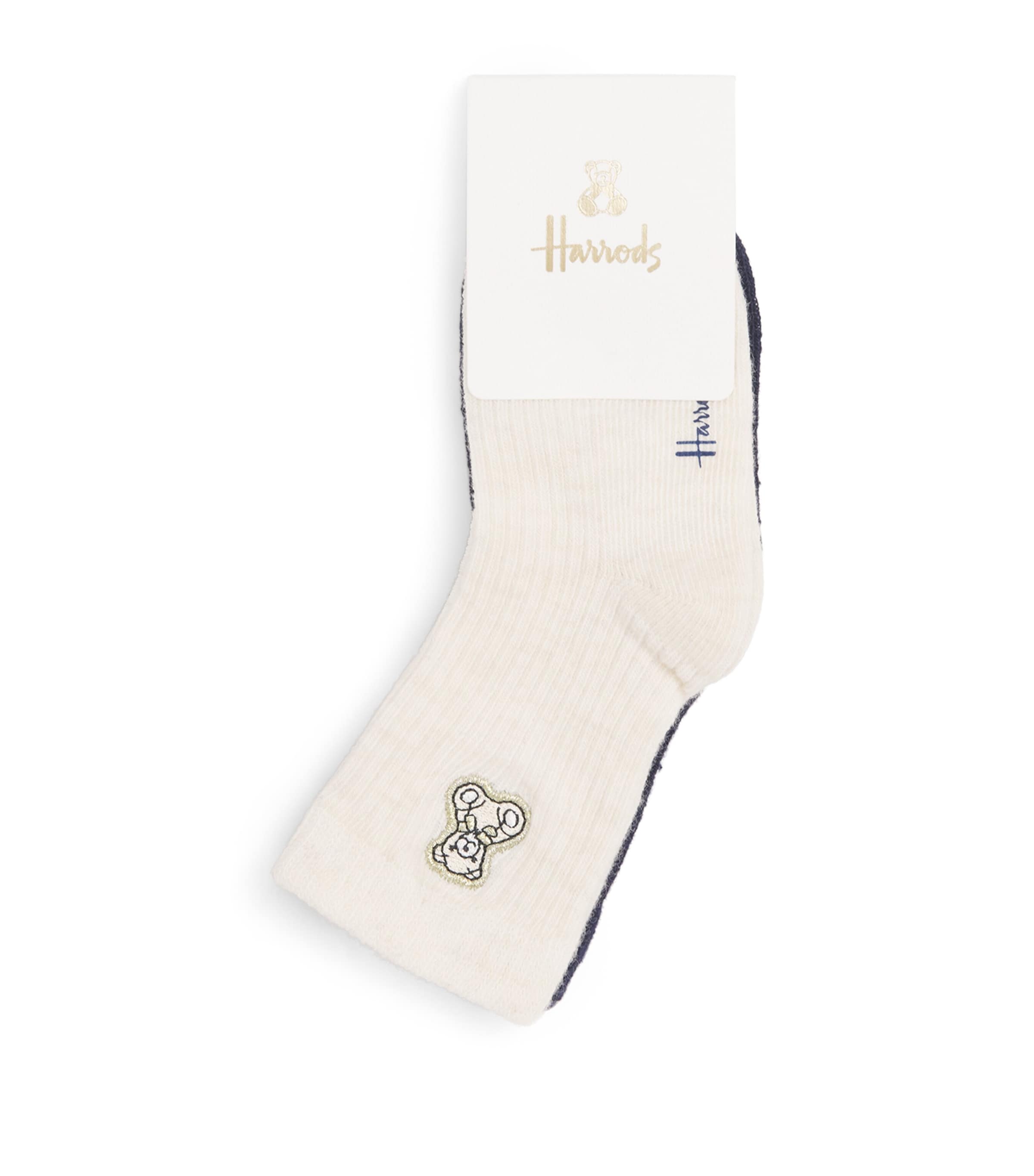 Harrods Cotton Bear Socks Set (0-18 Months) Navy