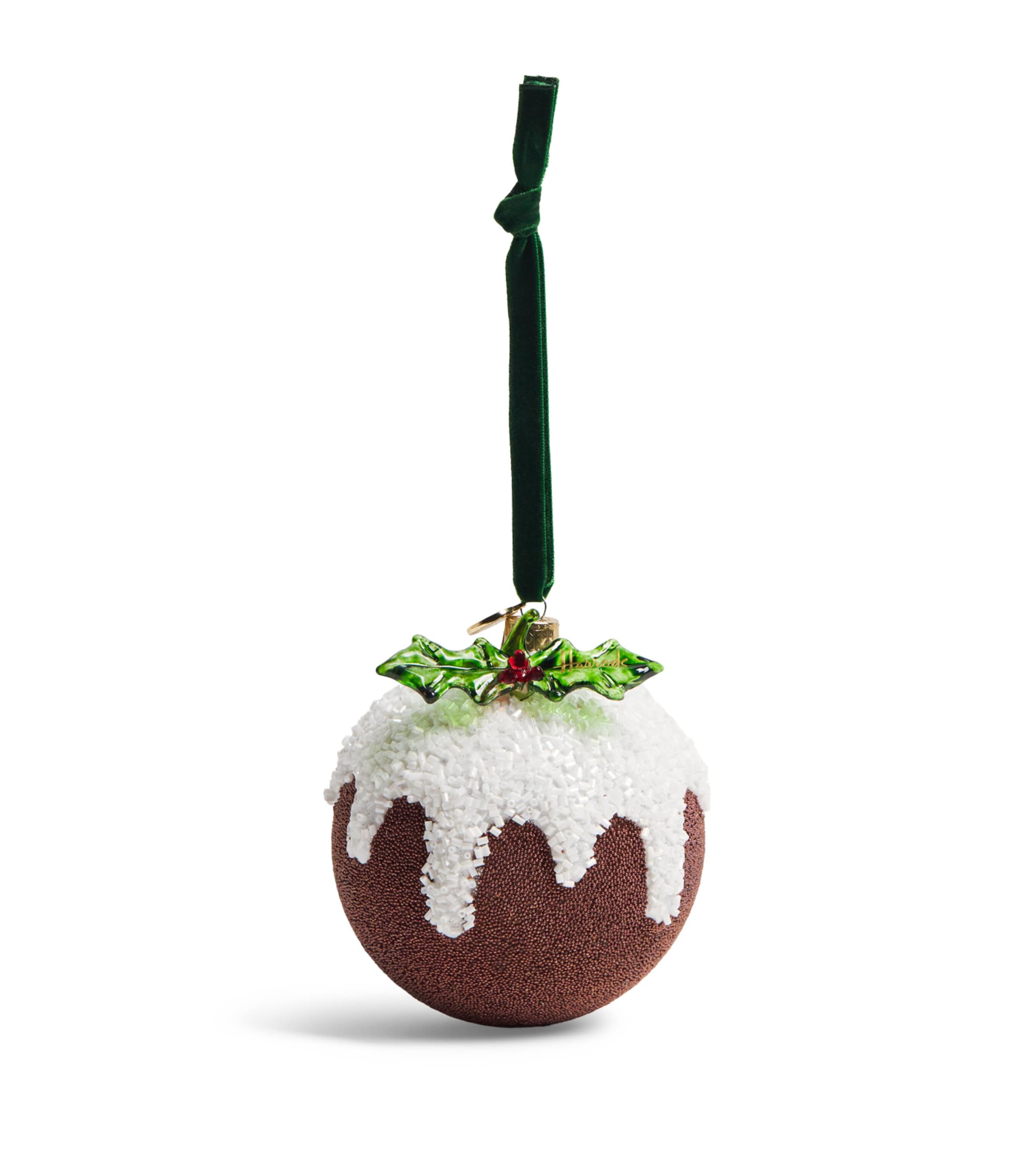 Harrods Beaded Christmas Pudding Bauble Brown