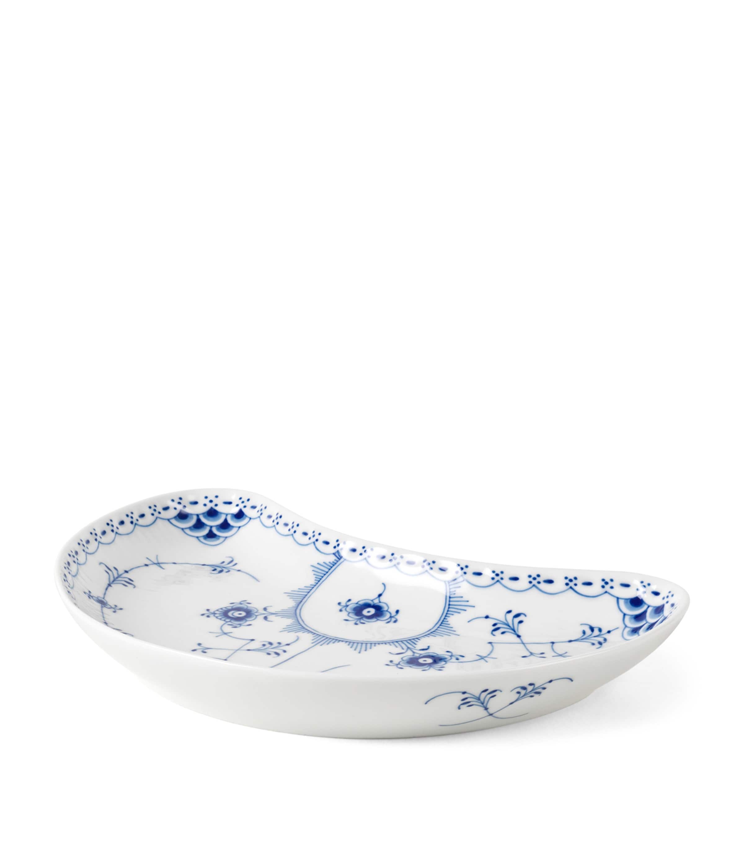 Royal Copenhagen Blue Fluted Half Lace Half Moon Dish (13cm) Blue