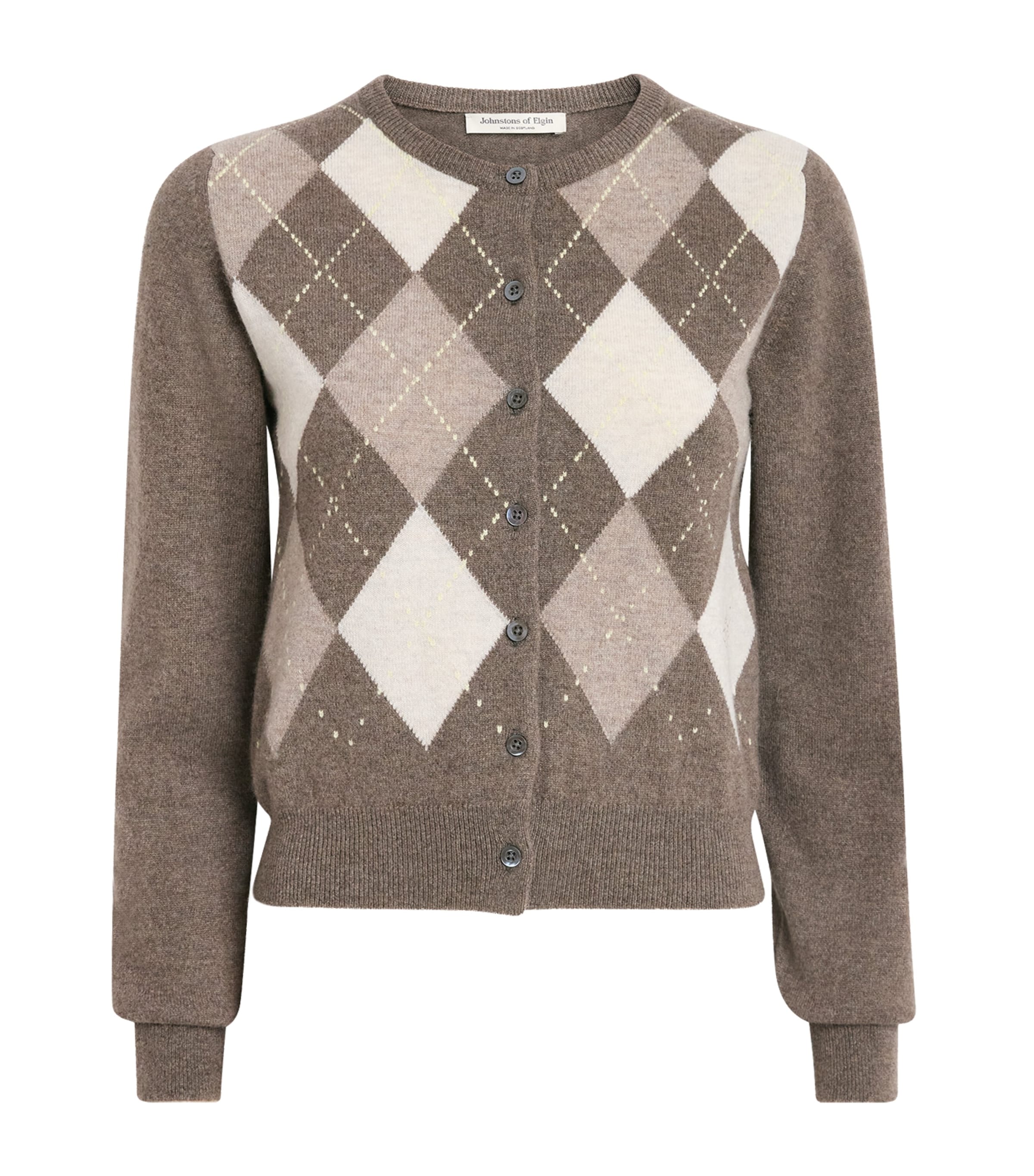 Johnstons Of Elgin Womens Cashmere Argyle Cardigan Hthcot Clrway