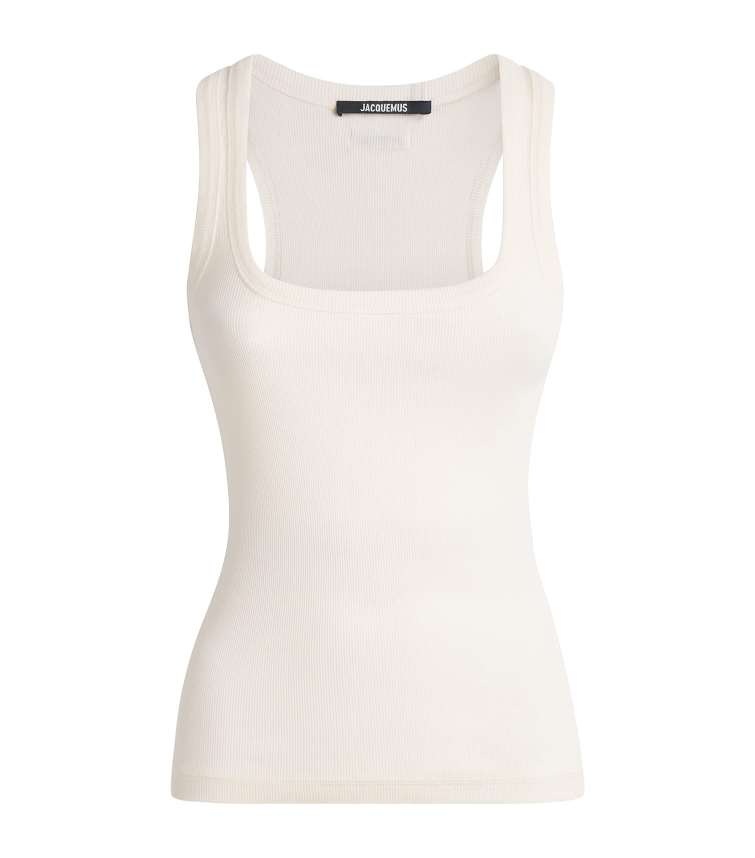 Jacquemus Womens Cotton Ribbed Tank Top White