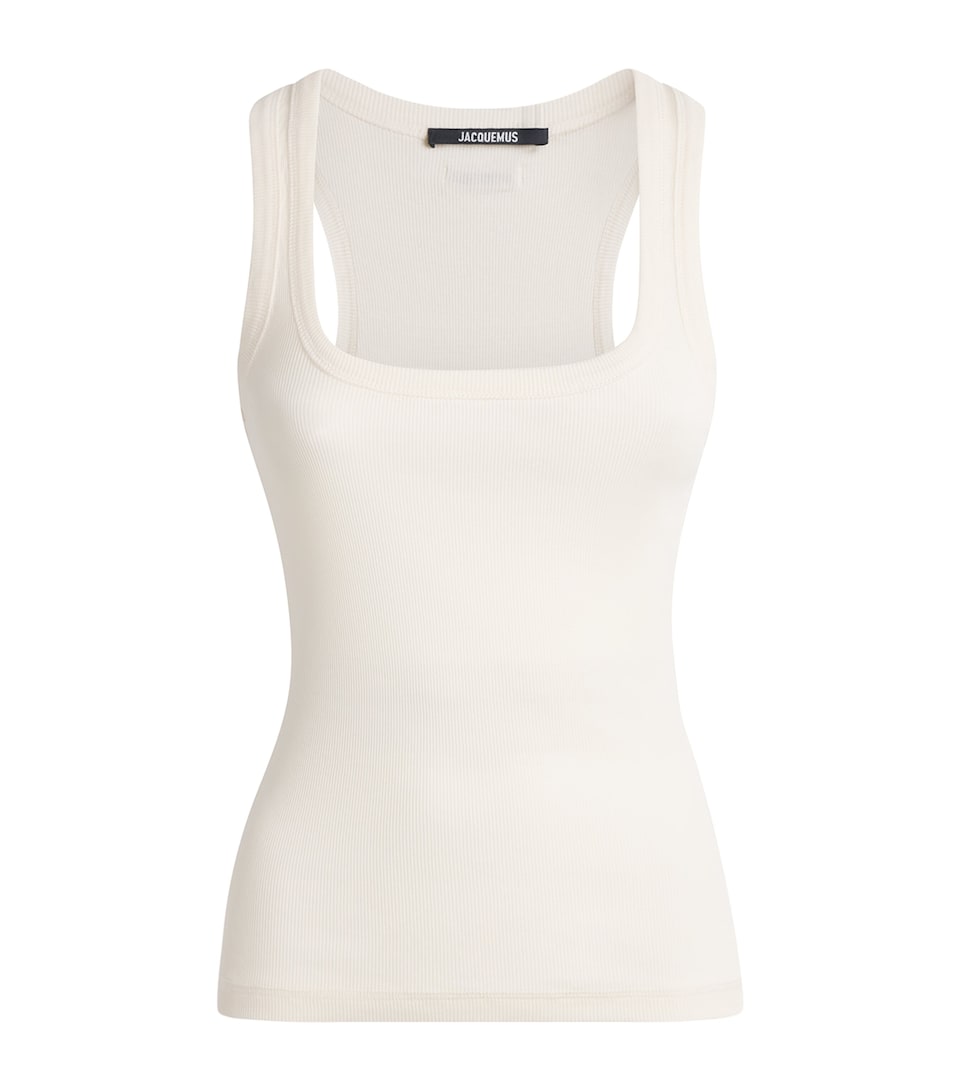 Jacquemus Womens Cotton Ribbed Tank Top White