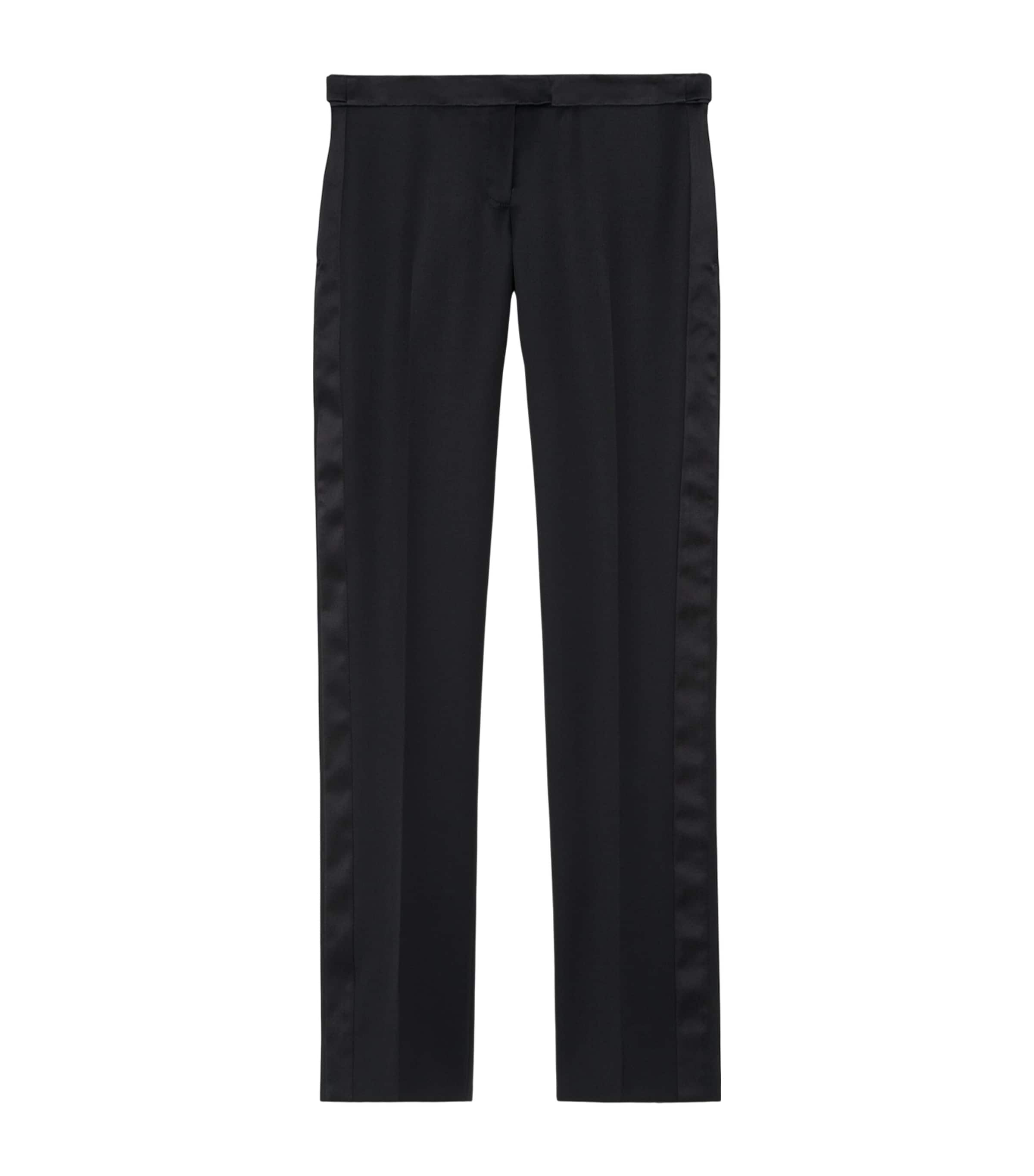 McQueen Womens Wool Slim Tuxedo Trousers