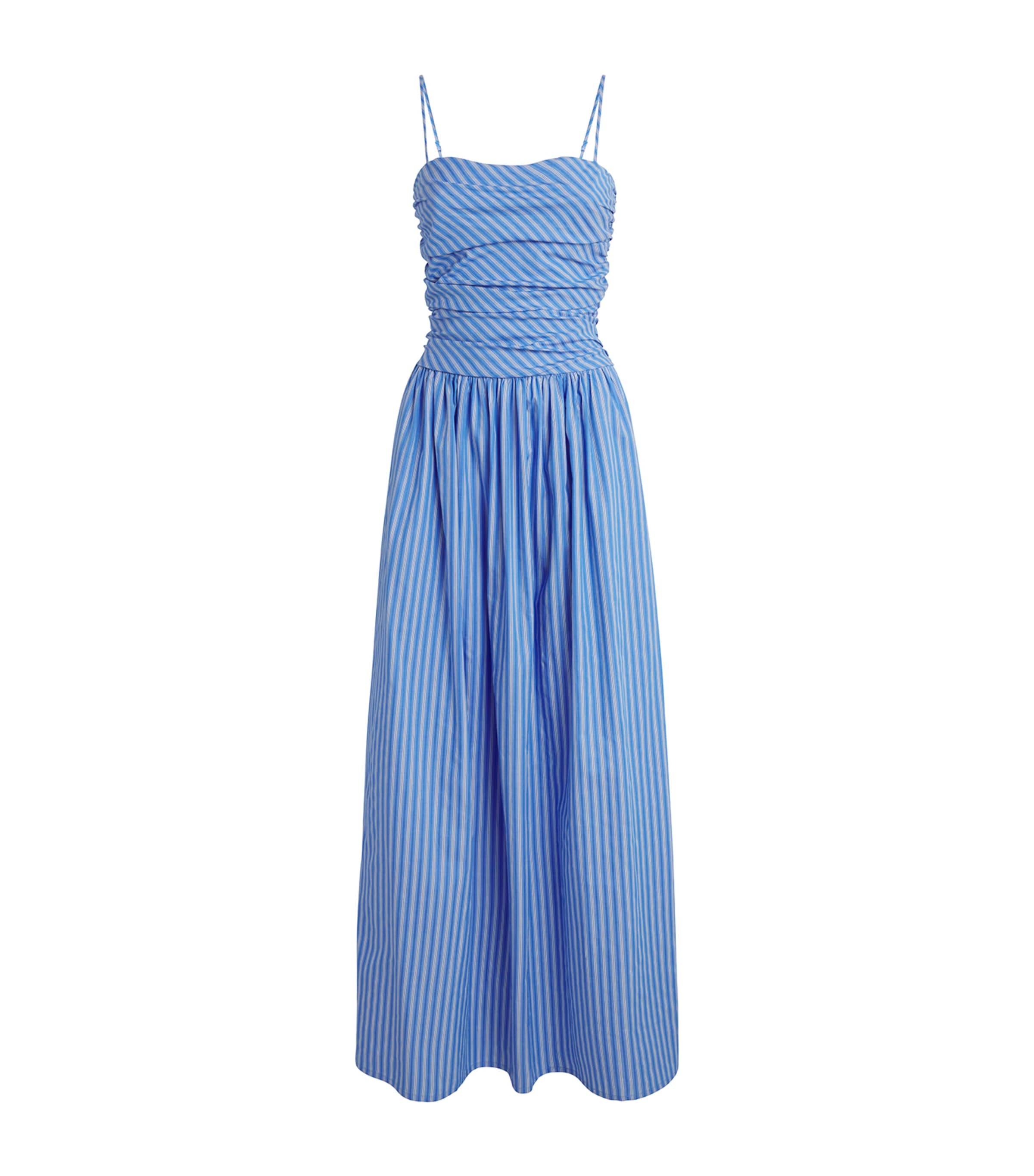 Faithfull The Brand Womens Cotton Stripe Portlligat Maxi Dress Joao Strp Azlejo Blu