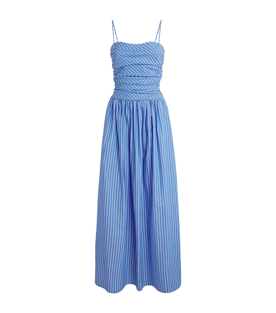 Faithfull The Brand Womens Cotton Stripe Portlligat Maxi Dress Joao Strp Azlejo Blu