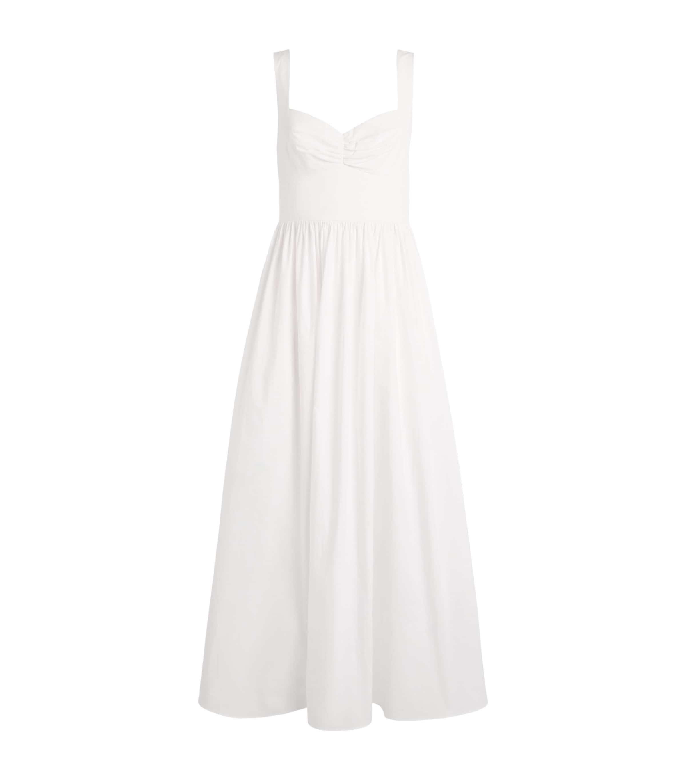 Matteau Womens Organic Cotton Gathered Midi Dress White Whi