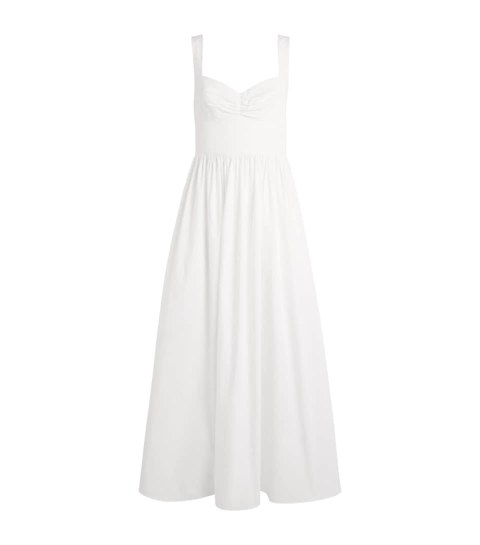 Matteau Womens Organic Cotton Gathered Midi Dress White Whi