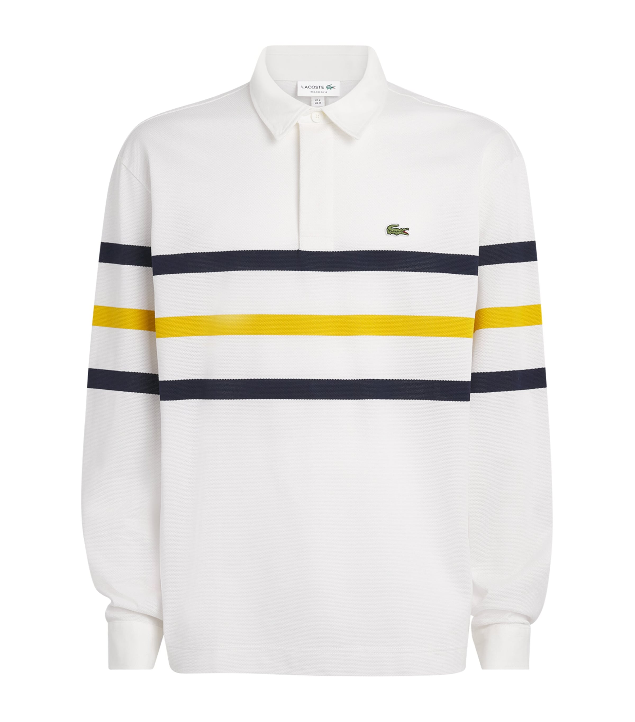 Lacoste Mens Cotton Stripe Rugby Polo Shirt Flour