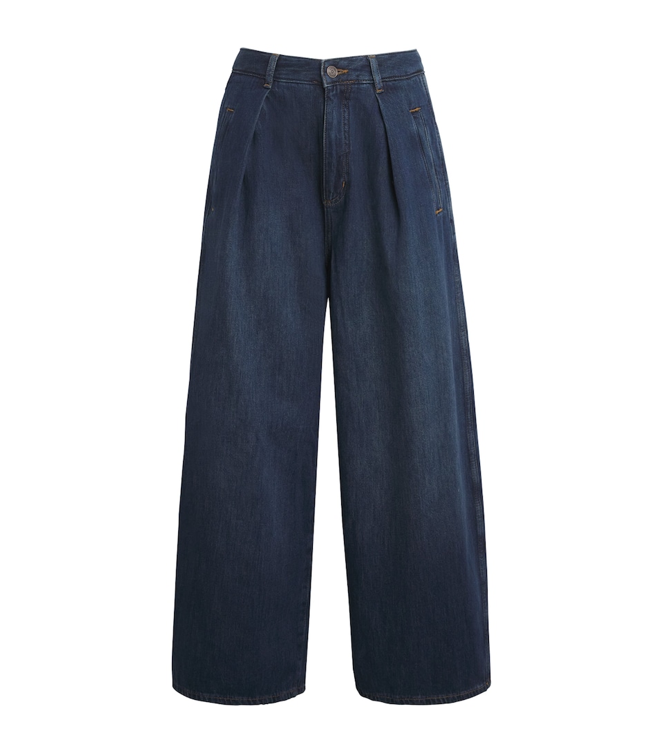 ME+EM Womens Barrel-Leg Jeans Authentic Dark Wash