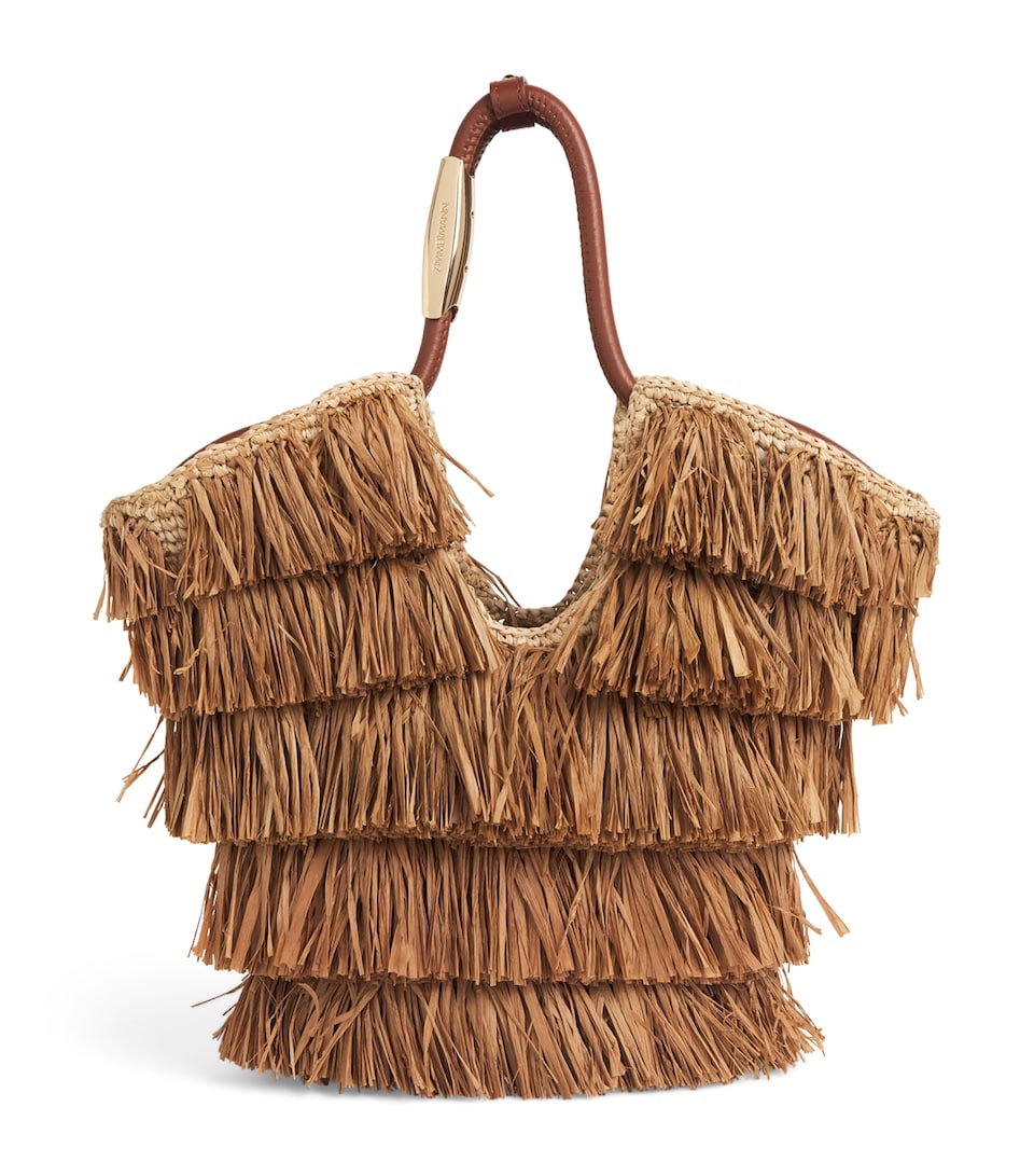 Raffia Fringed Goldentime Tote Bag