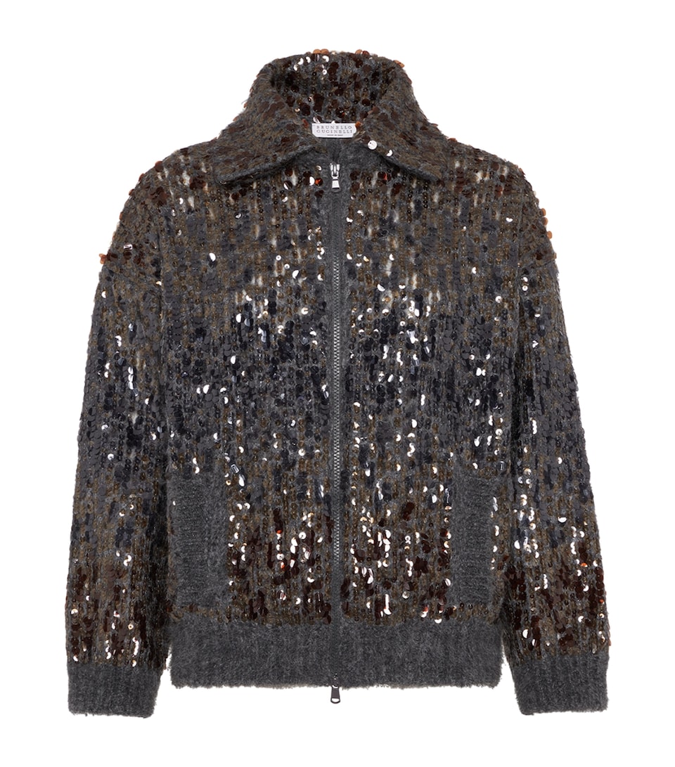 Mohair-Blend Sequin-Embellished Cardigan
