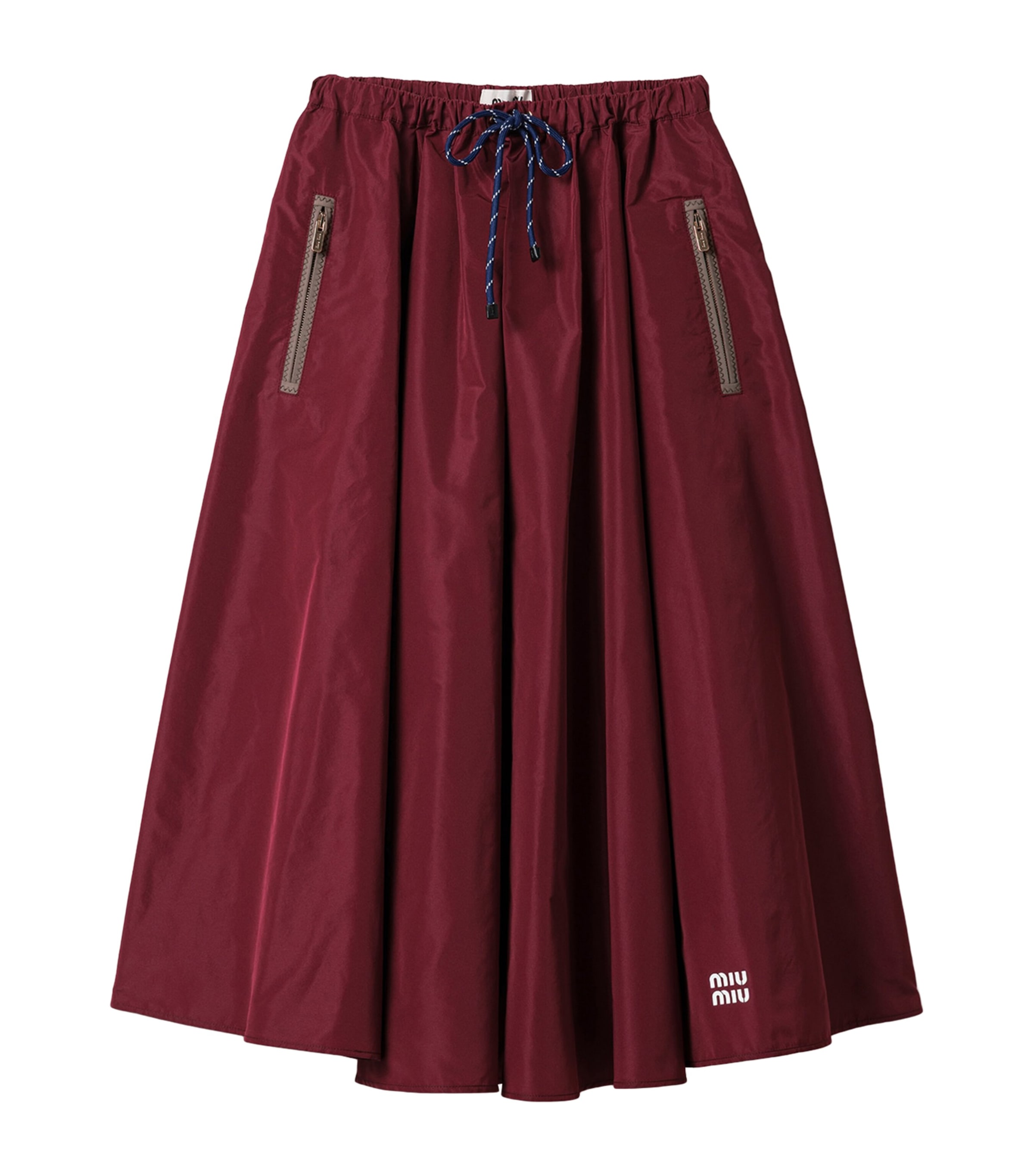 Miu Miu Womens Technical Drawstring Midi Skirt