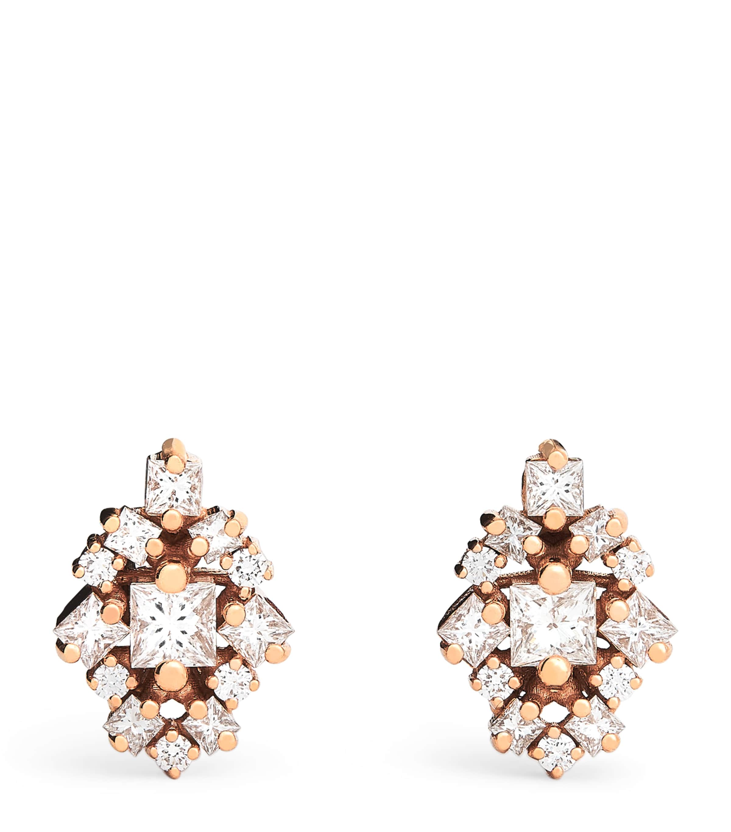 Rose Gold and Diamond La Fantasie Stud Earrings