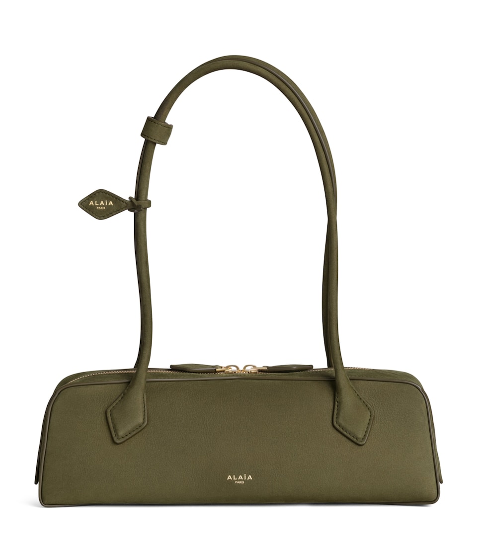 Alaïa Medium Nubuck Le Teckel Shoulder Bag Kaki