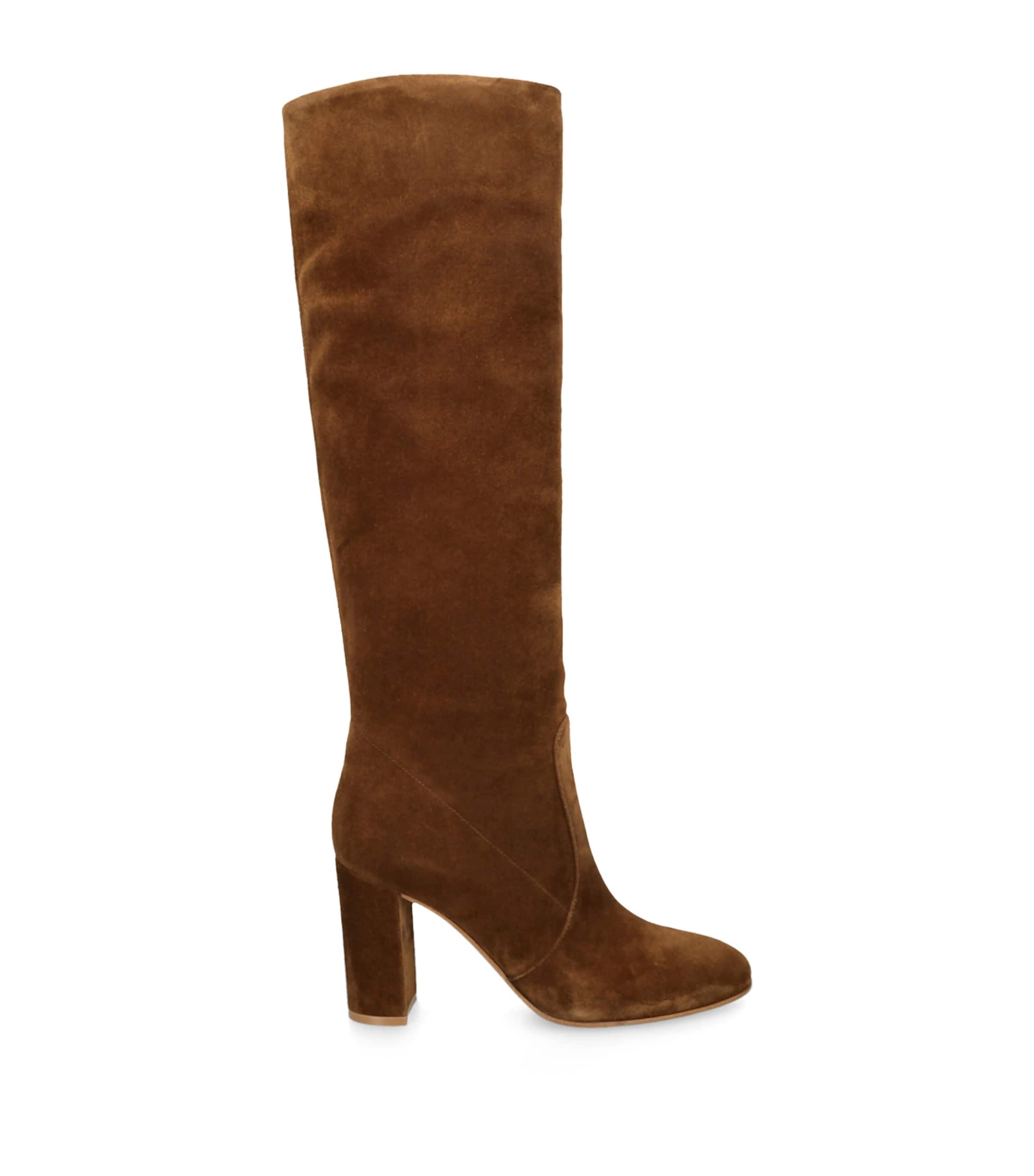 Gianvito Rossi Suede Glen Knee-High Boots 85 Tan