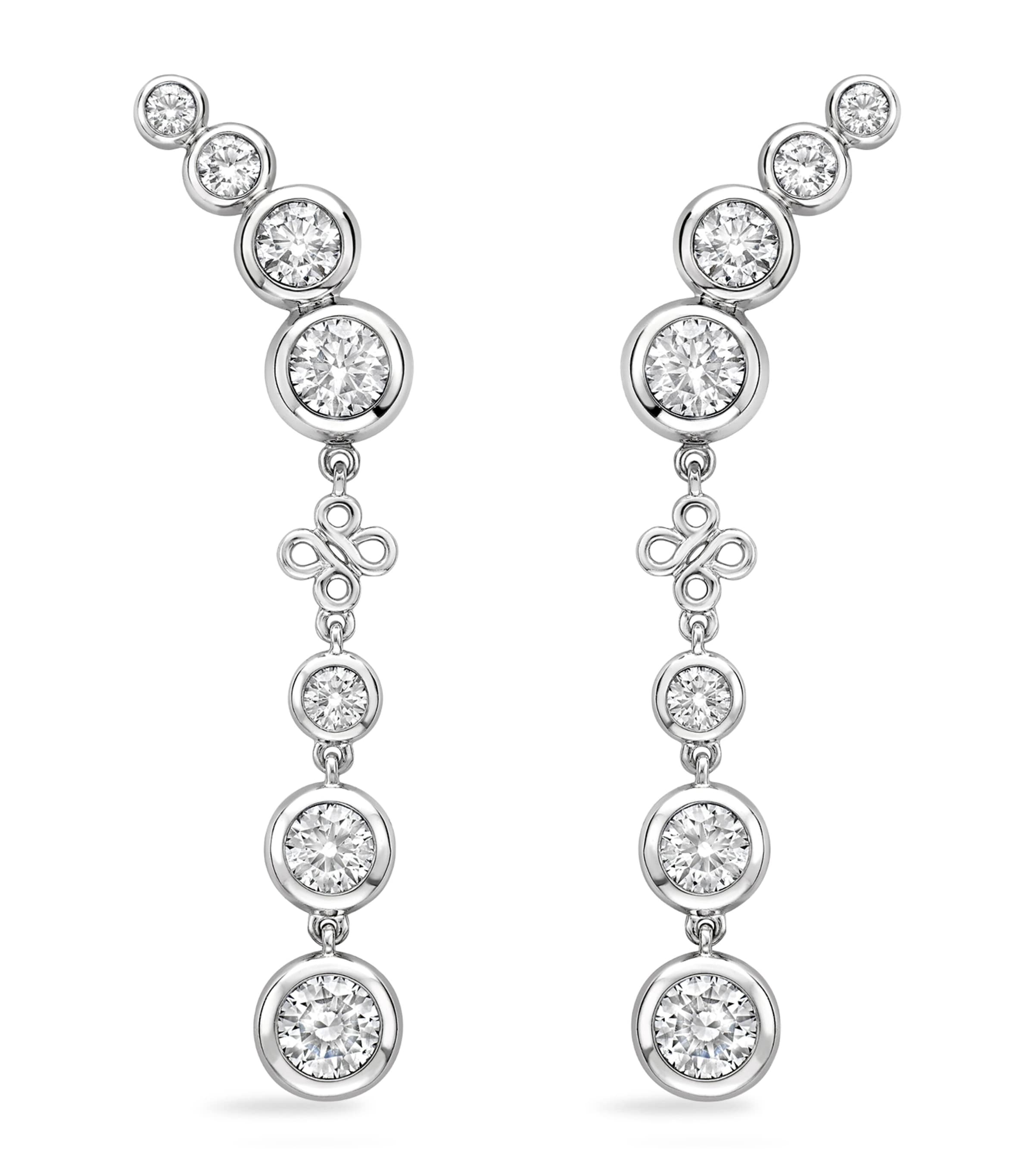 Boodles Platinum and Diamond Long Beach Earrings Platinum