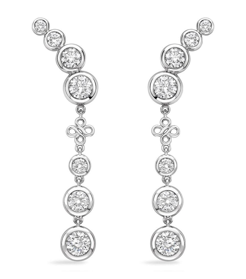 Boodles Platinum and Diamond Long Beach Earrings Platinum