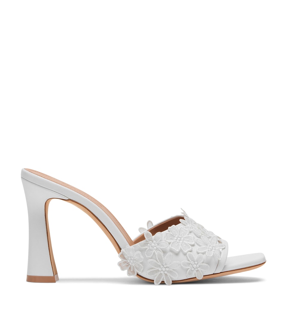 Leather Flower-Embellished Roxanne Sandals 90