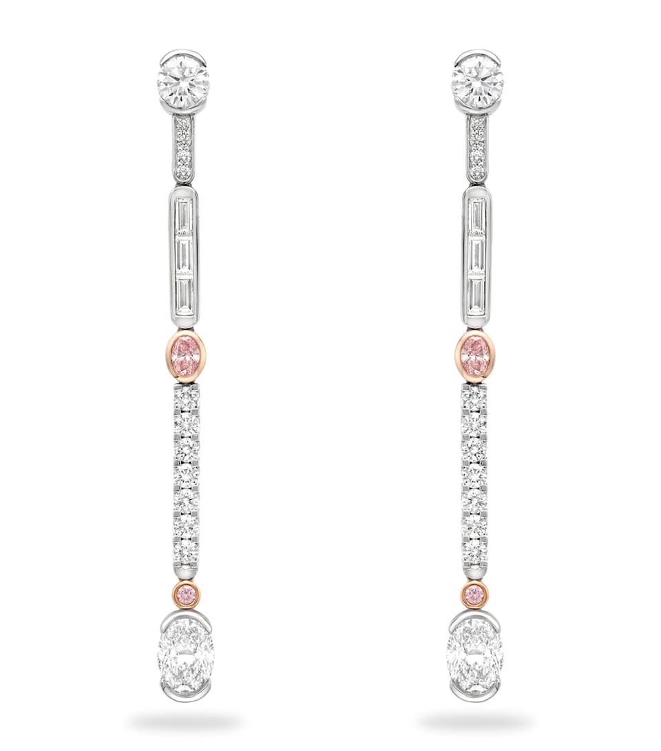 Platinum, Rose Gold and Diamond Play of Light Drop Earrings