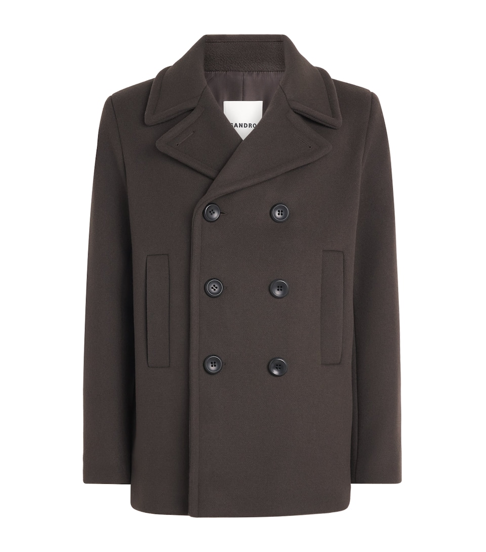 Sandro Paris Mens Wool-Blend Peacoat Taupe / Kaki