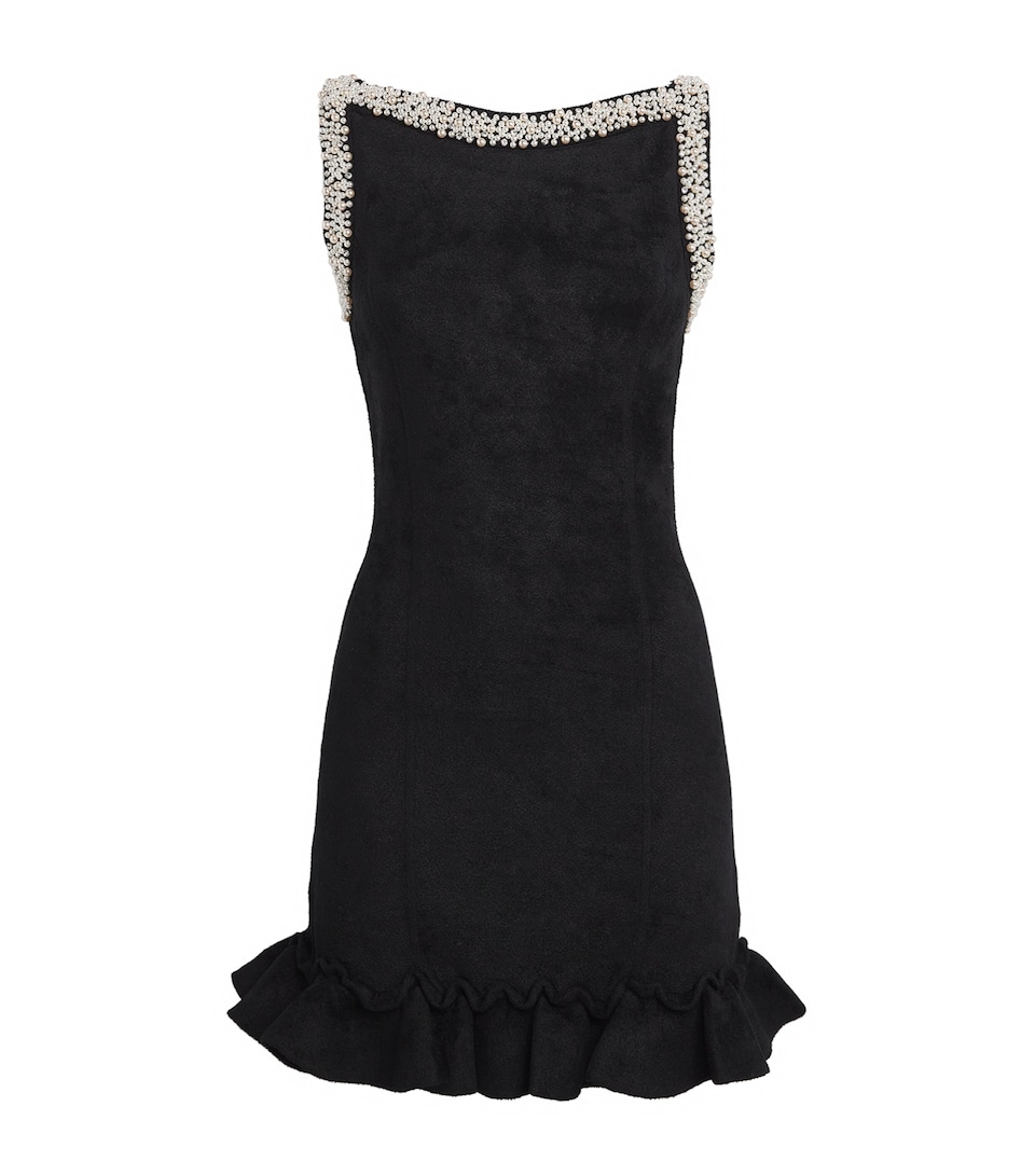 Velvet Beaded Mini Dress