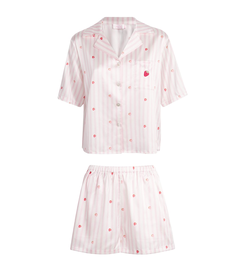 MANITO Womens Summer Fruits Short Pyjama Set Strawberry Pink