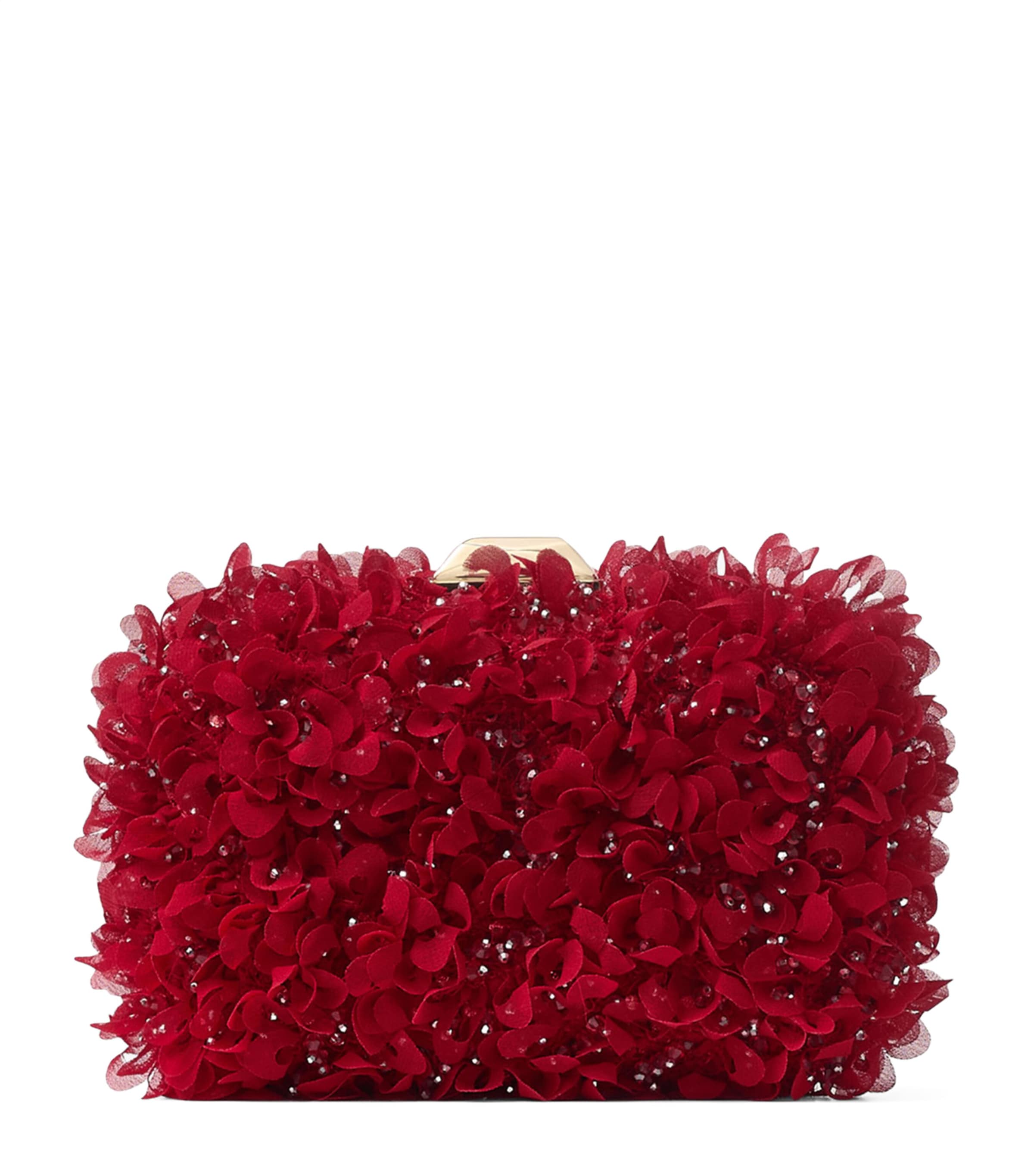 Flower-Embellished Cloud Clutch Bag