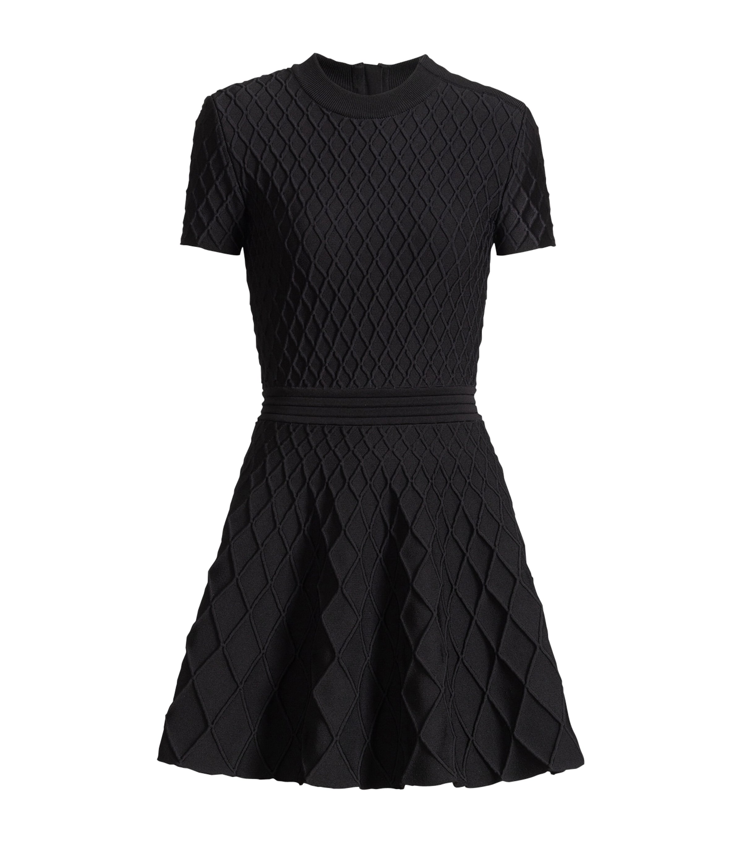 Balmain Womens Knitted Flared Mini Dress Noir