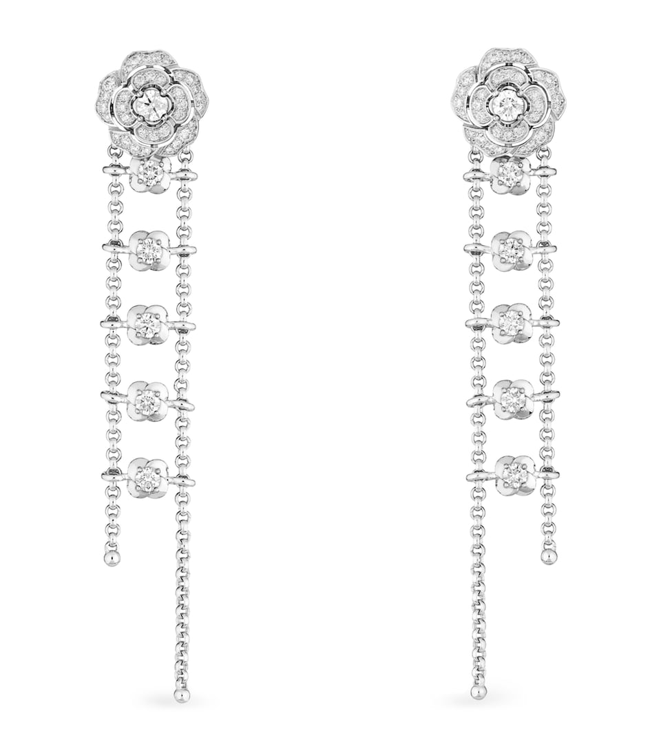 White Gold and Diamond Camélia Transformable Earrings
