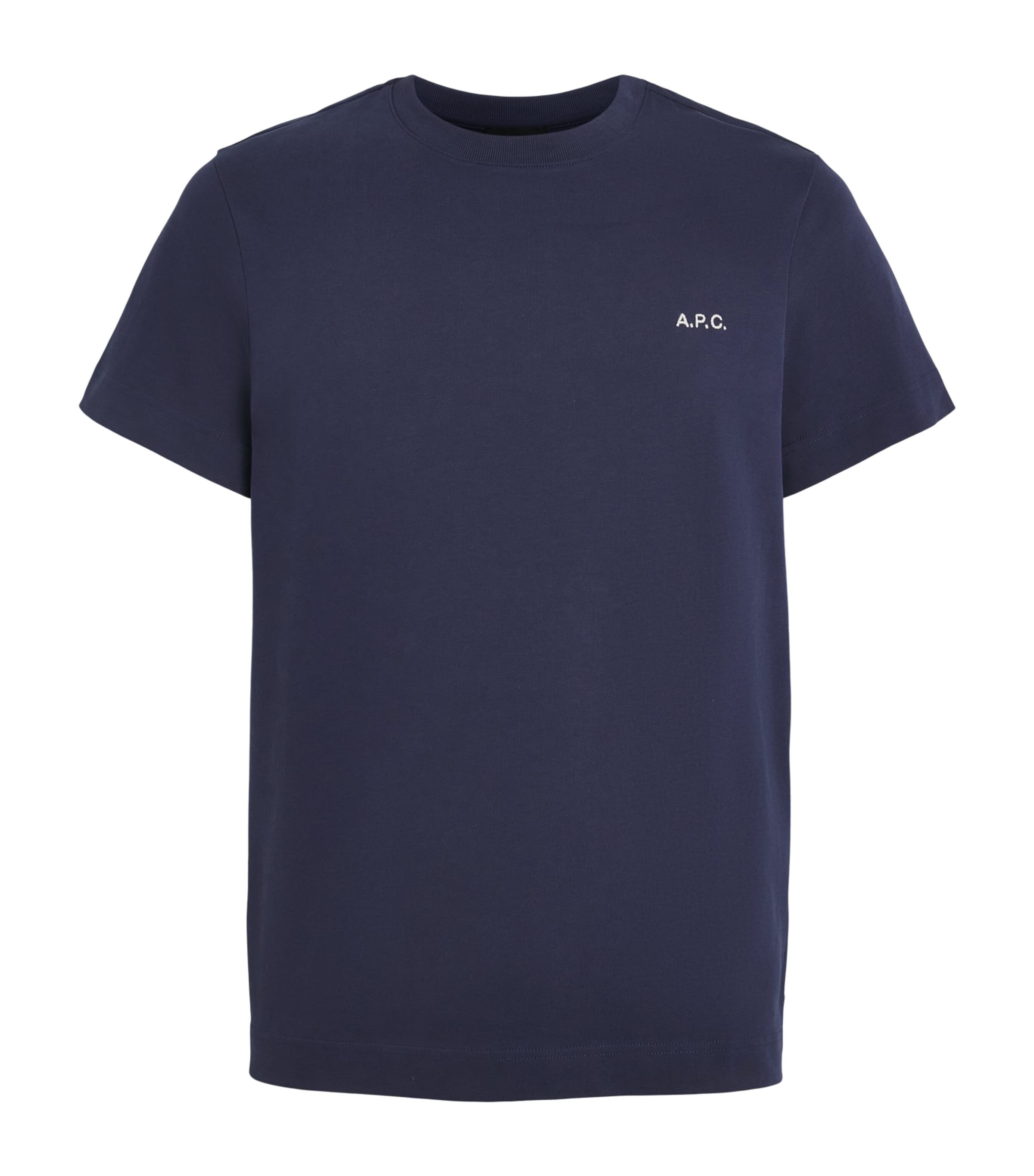 A.P.C. Mens Cotton Logo Oliver T-Shirt Iah Dark Blue