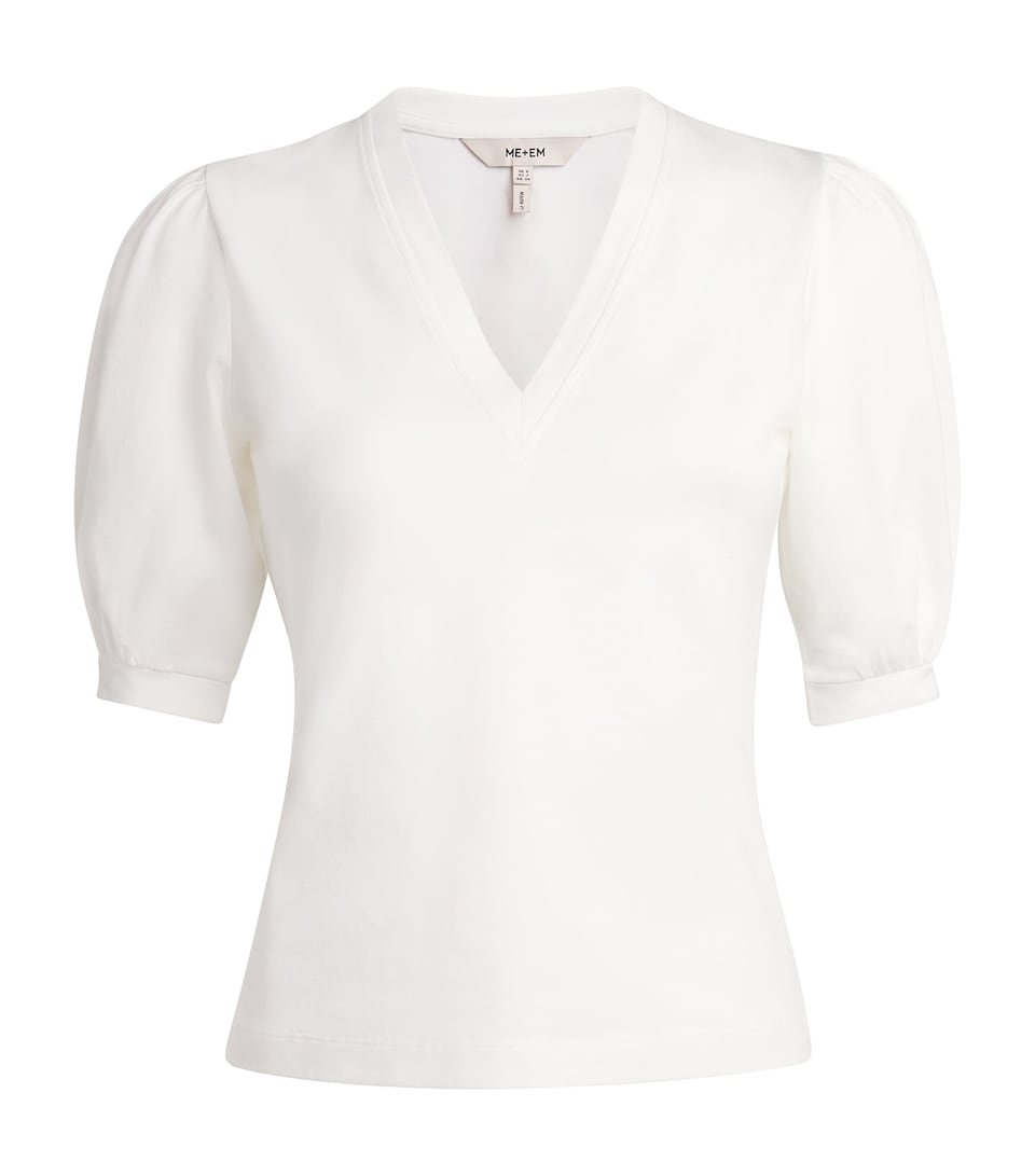 Stretch-Cotton Pouf-Sleeve T-Shirt