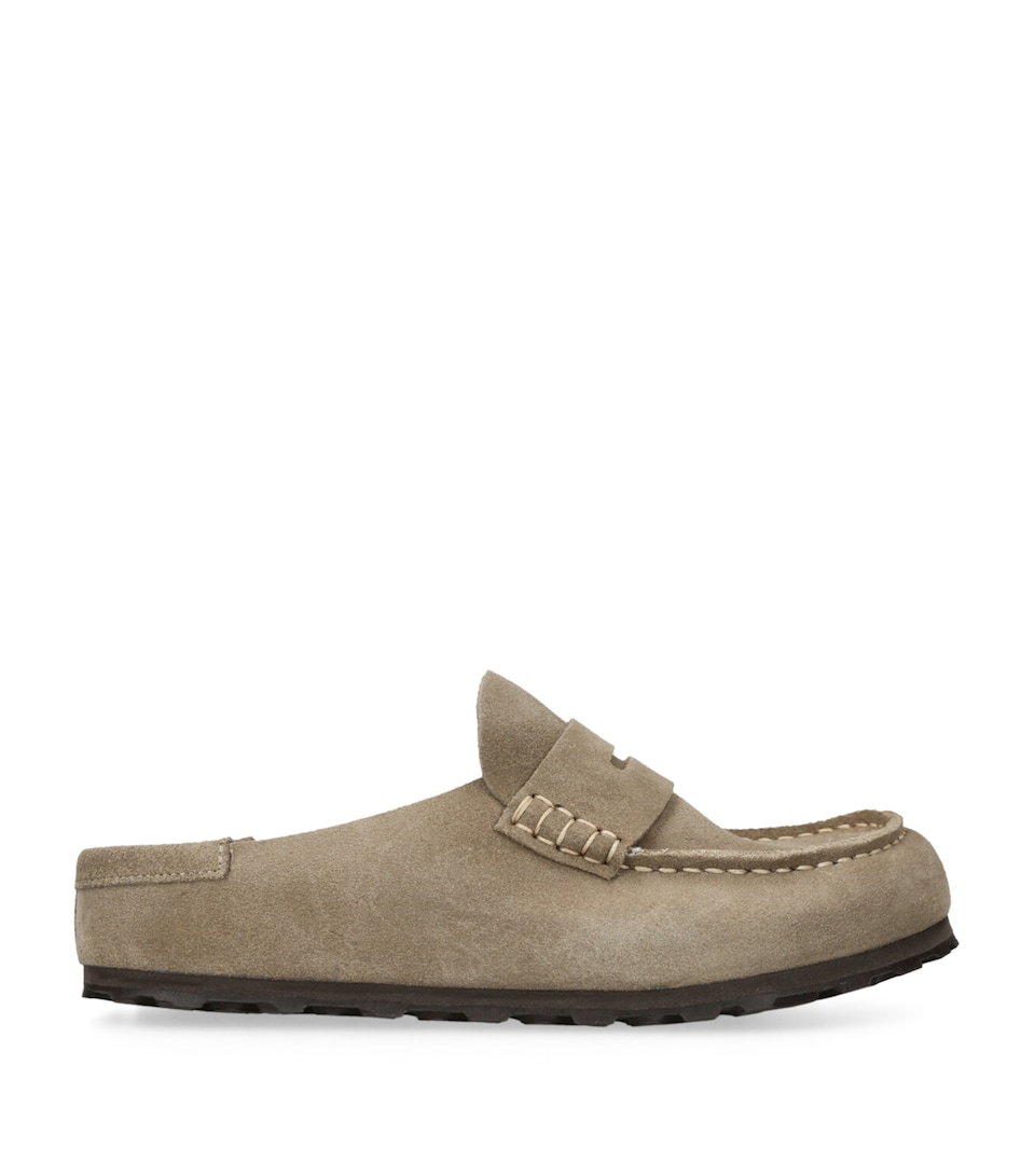 Birkenstock Suede Boston Clogs (Narrow Fit) Taupe