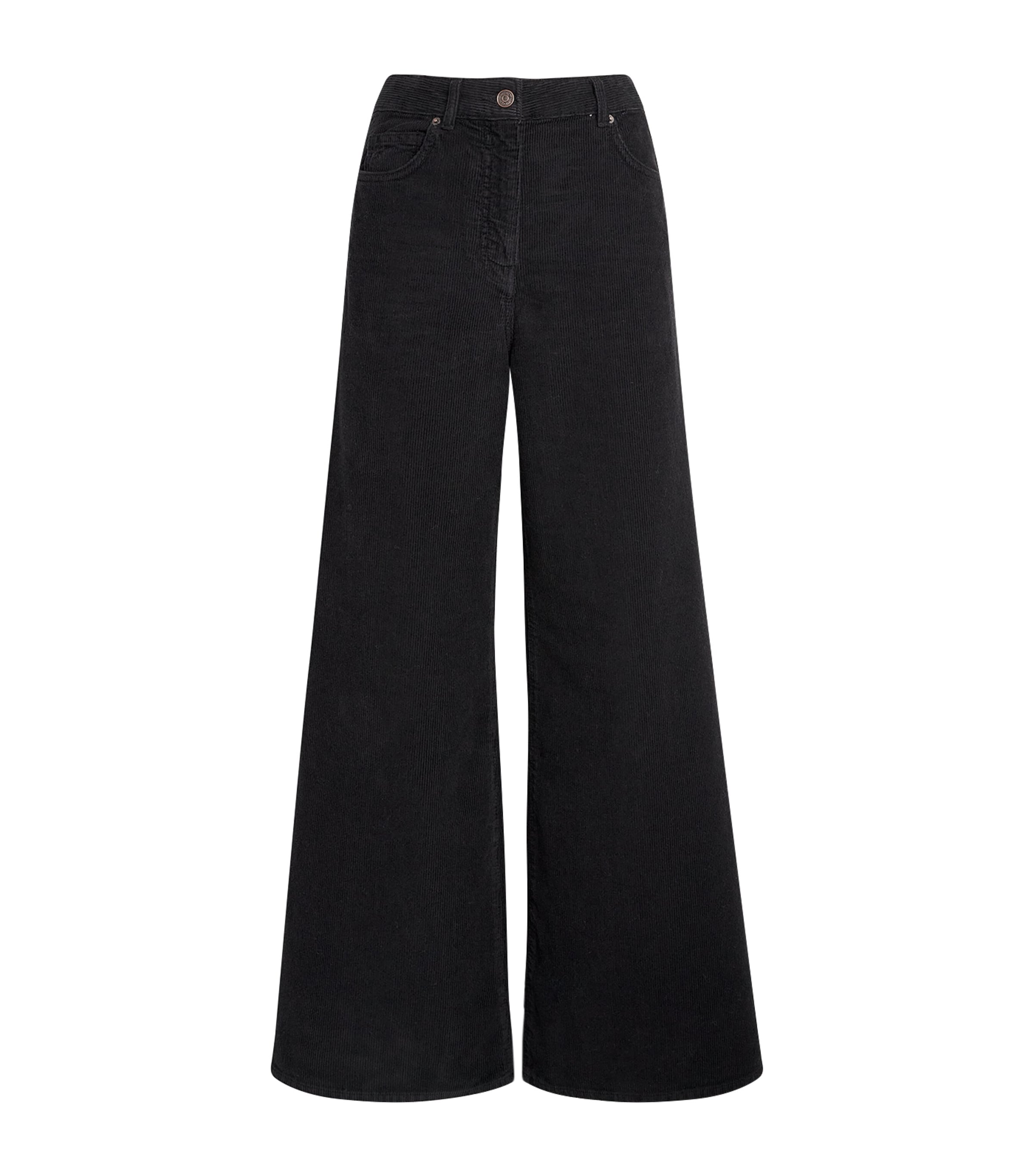 ME+EM Womens Corduroy Super Flare Trousers Black Wash