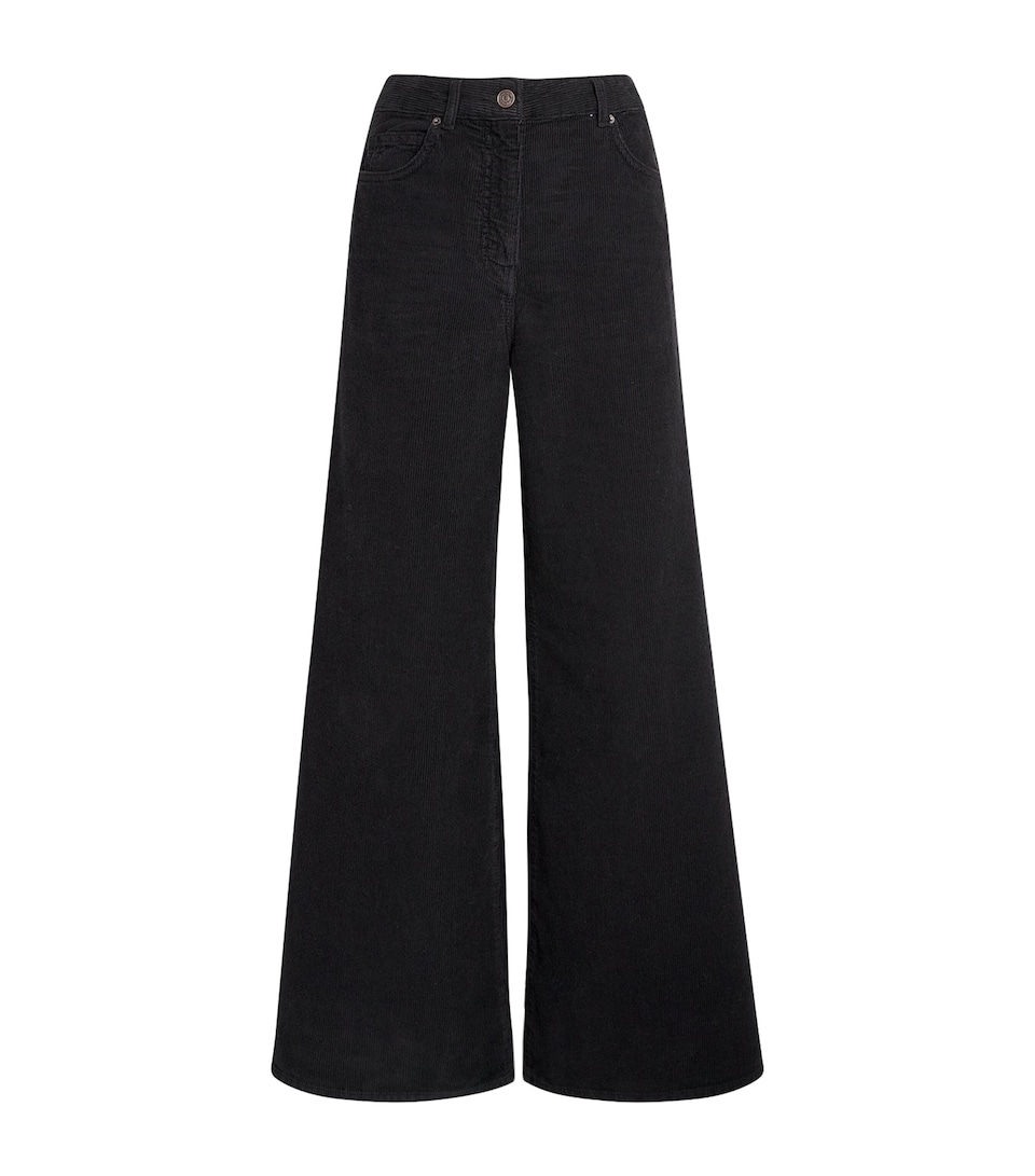 ME+EM Womens Corduroy Super Flare Trousers Black Wash
