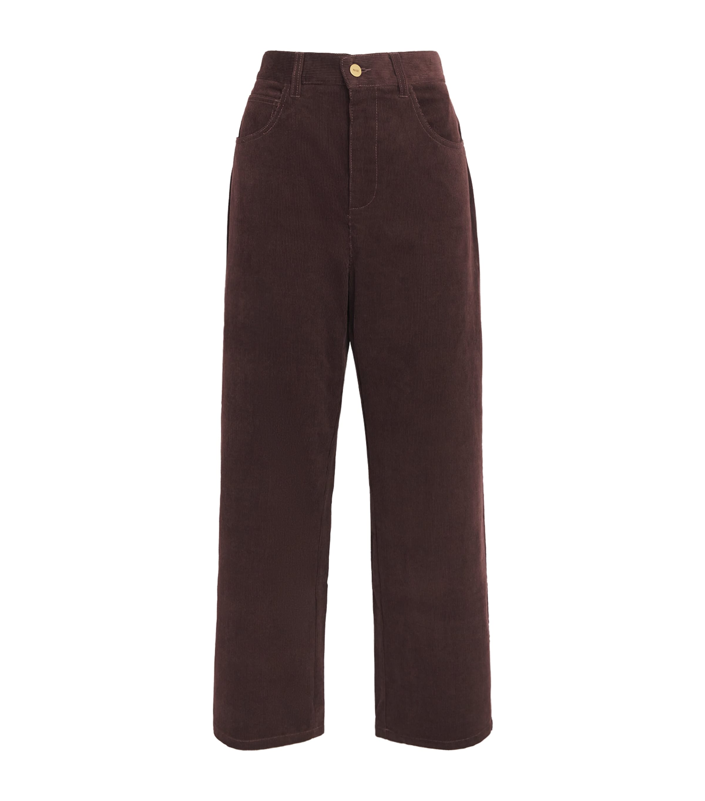 PAIGE Womens Corduroy Arellia High-Rise Trousers Marula Brown