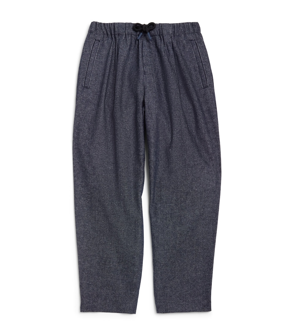 Emporio Armani Kids Herringbone Drawstring Trousers (4-16 Years) Fant.blue