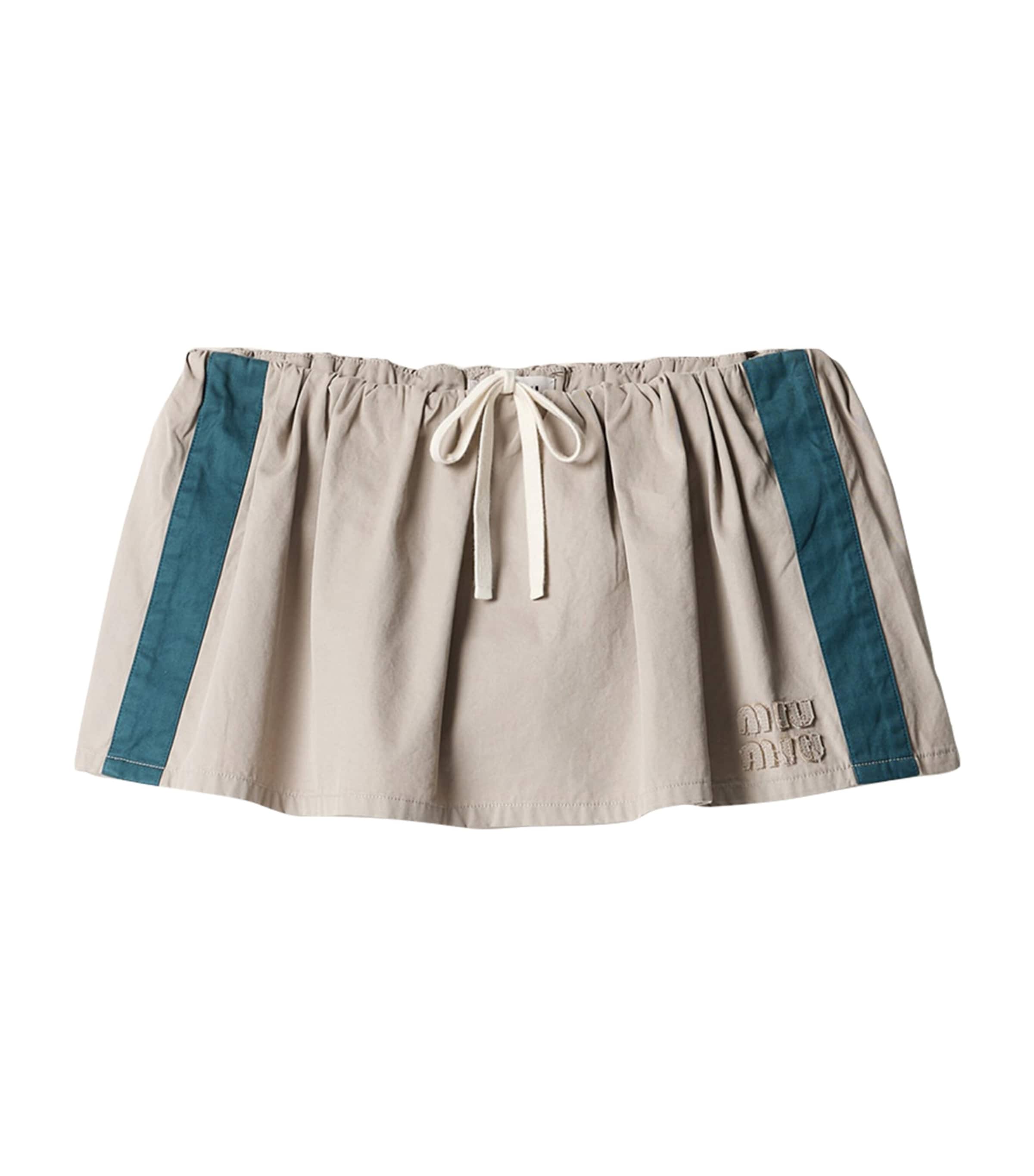 Cotton Poplin Drawstring Mini Skirt
