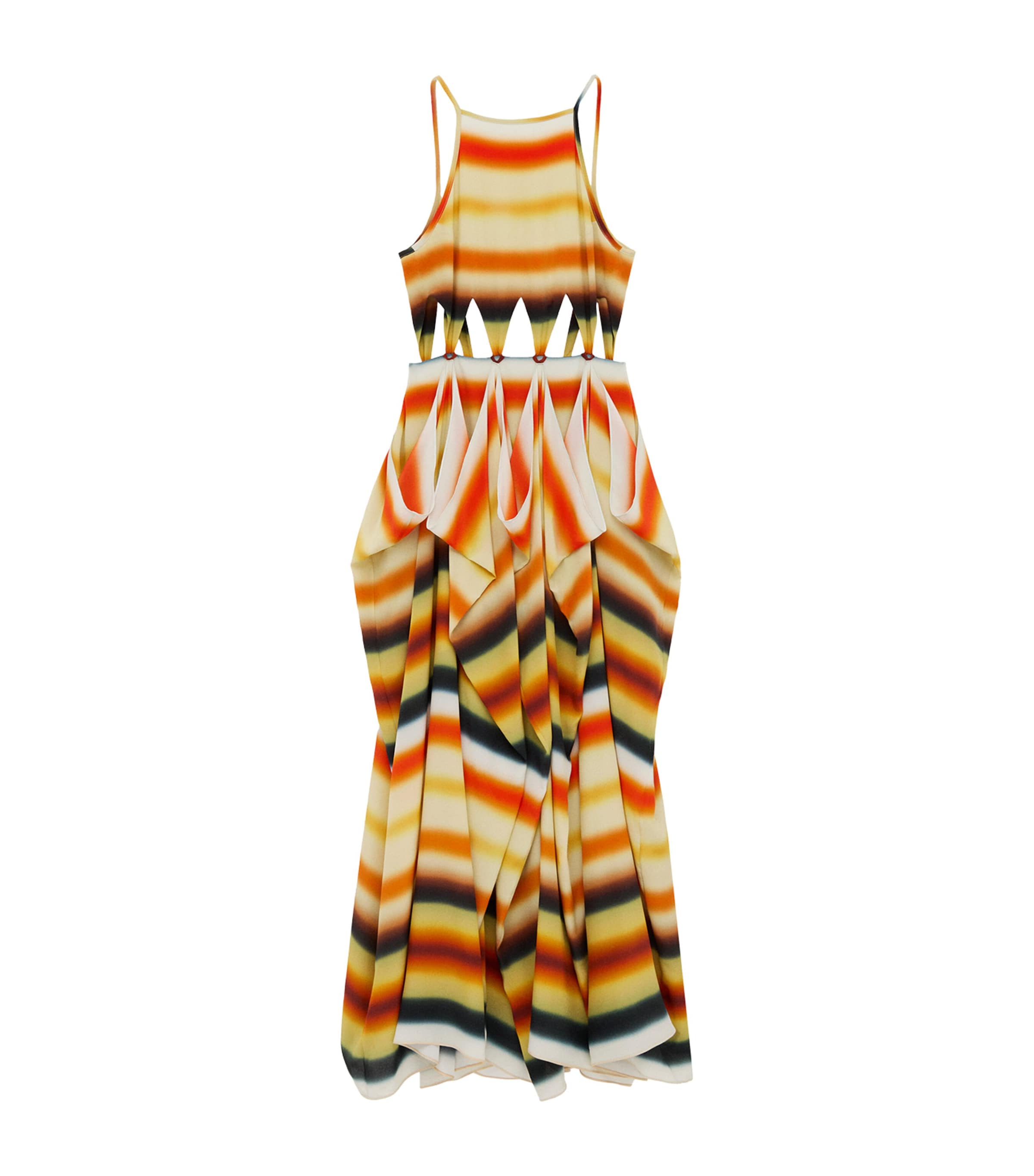 LOEWE Womens x Paula’s Ibiza Silk Striped Maxi Dress Orange/multicolor