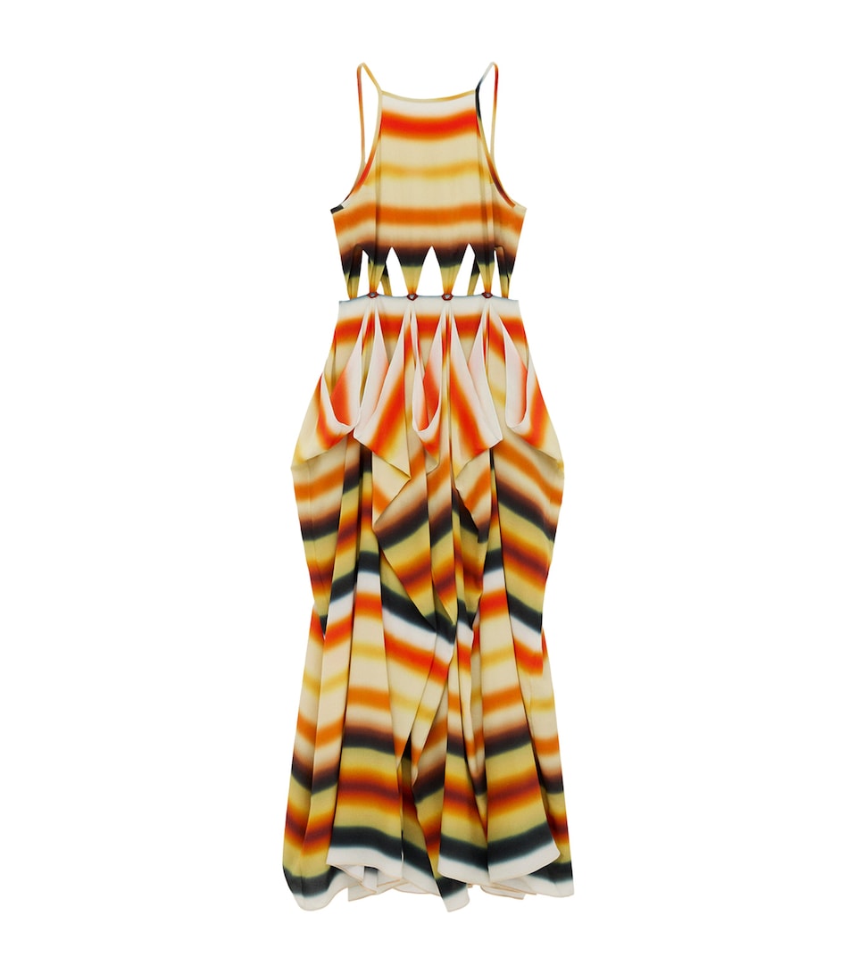 LOEWE Womens x Paula’s Ibiza Silk Striped Maxi Dress Orange/multicolor