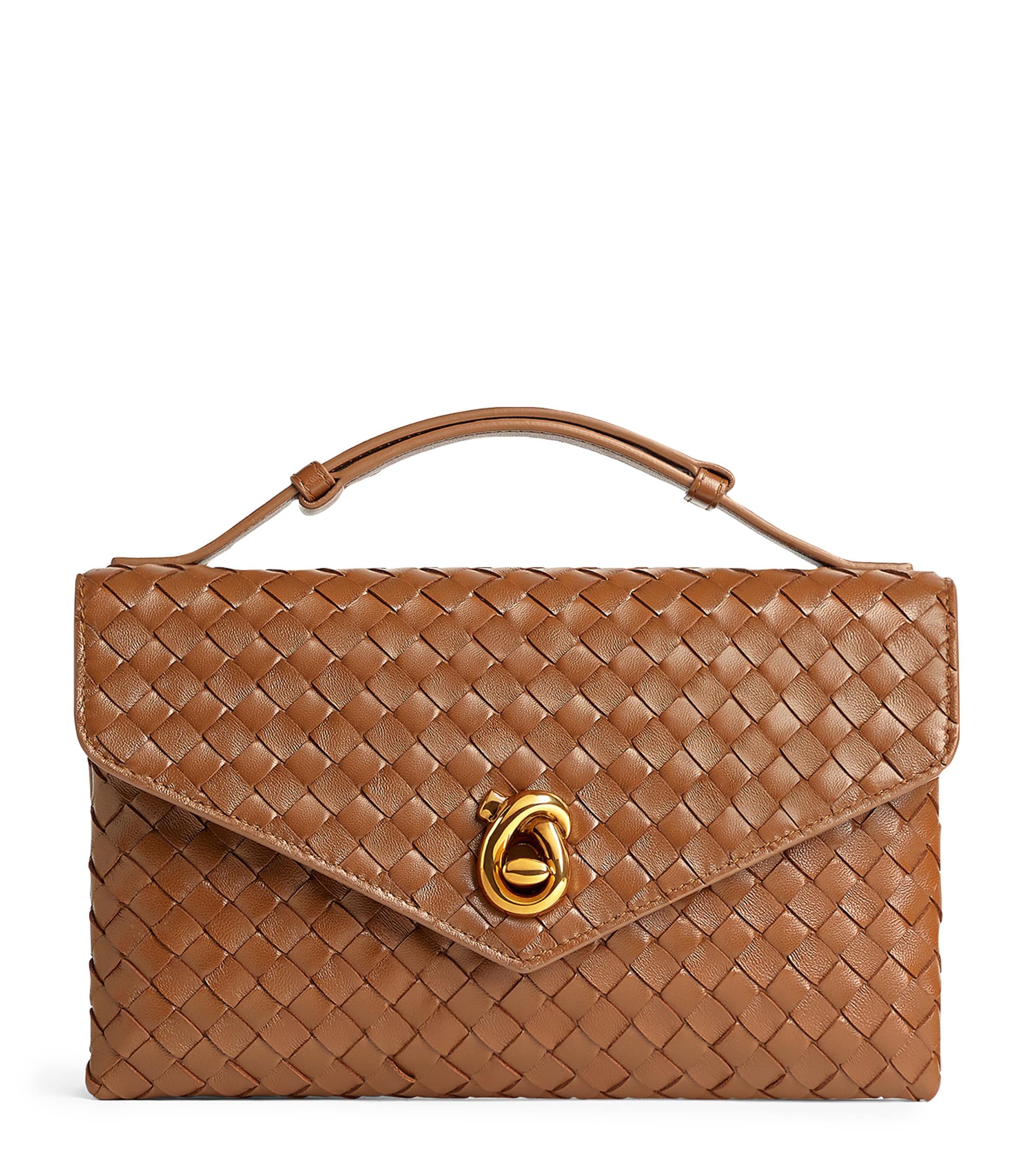 Leather Intrecciato Knot Lock Top-Handle Bag