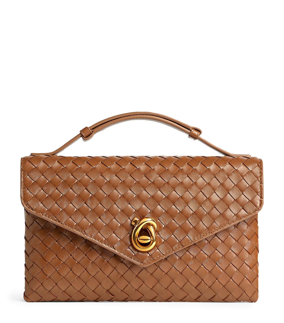Leather Intrecciato Knot Lock Top-Handle Bag